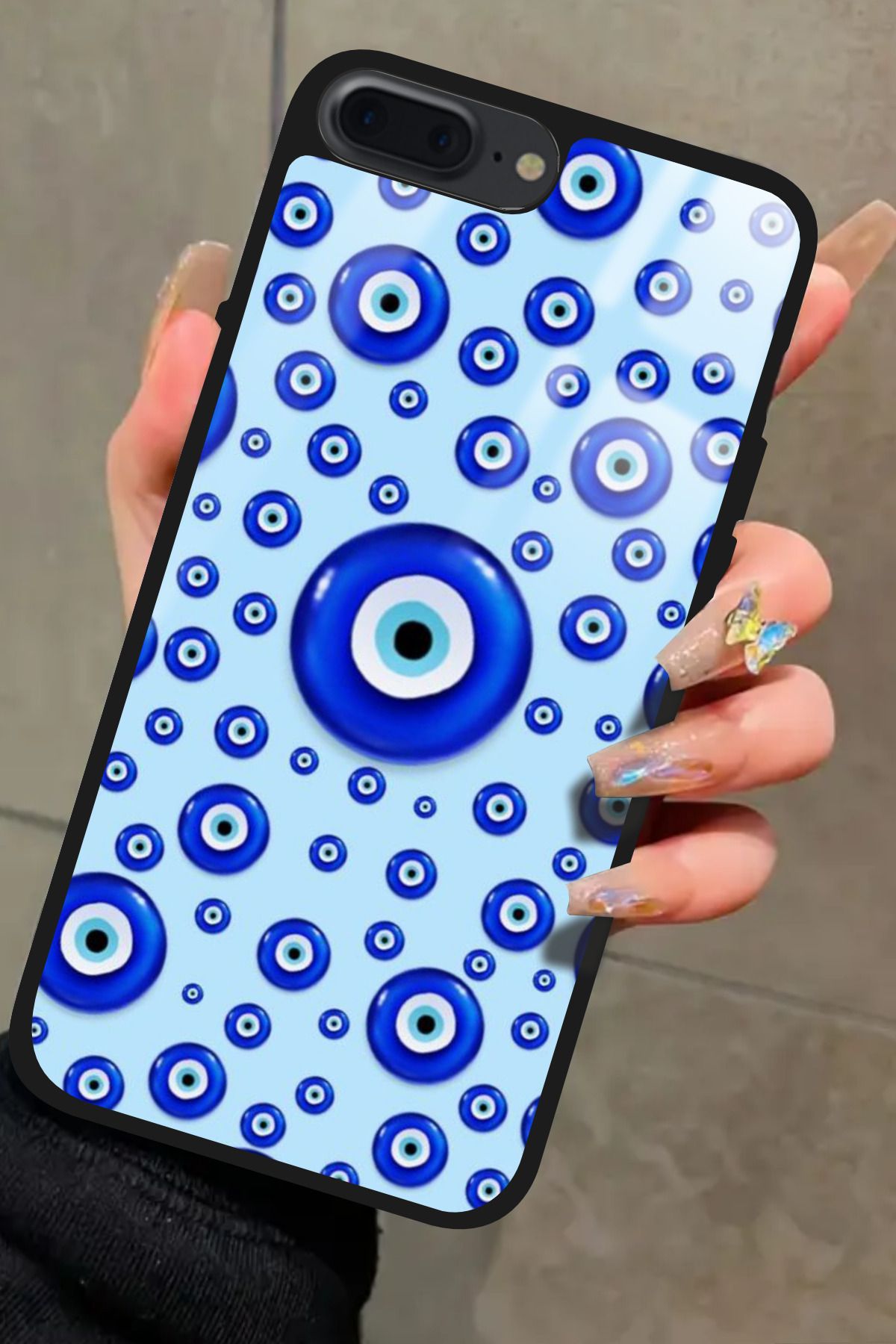 Snacase iPhone 7 Plus Uyumlu Nazar Boncuğu Tasarımlı Glossy Premium Kılıf