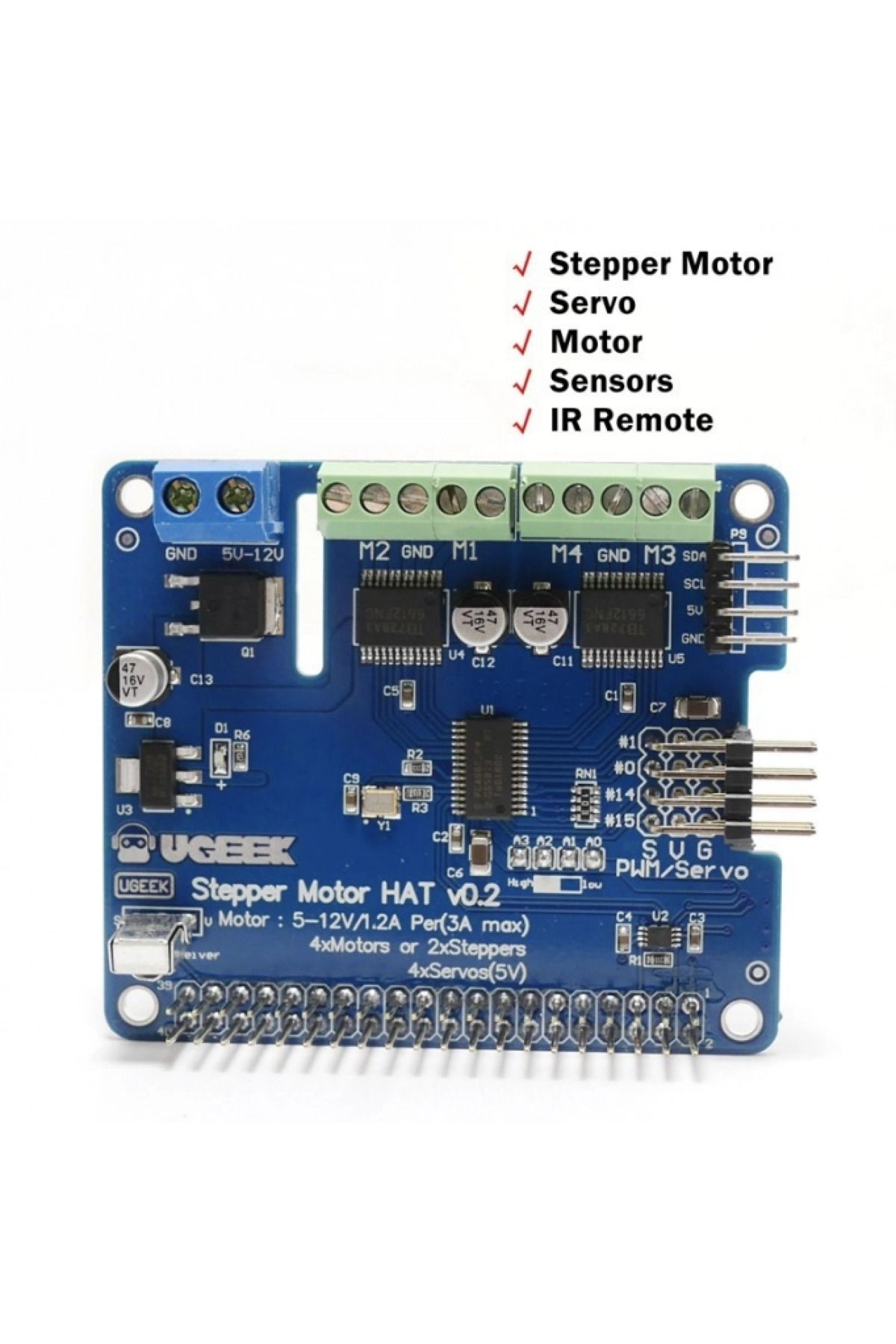 ROBOFUN-DC+stepper motor HAT for Raspberry Pi 5