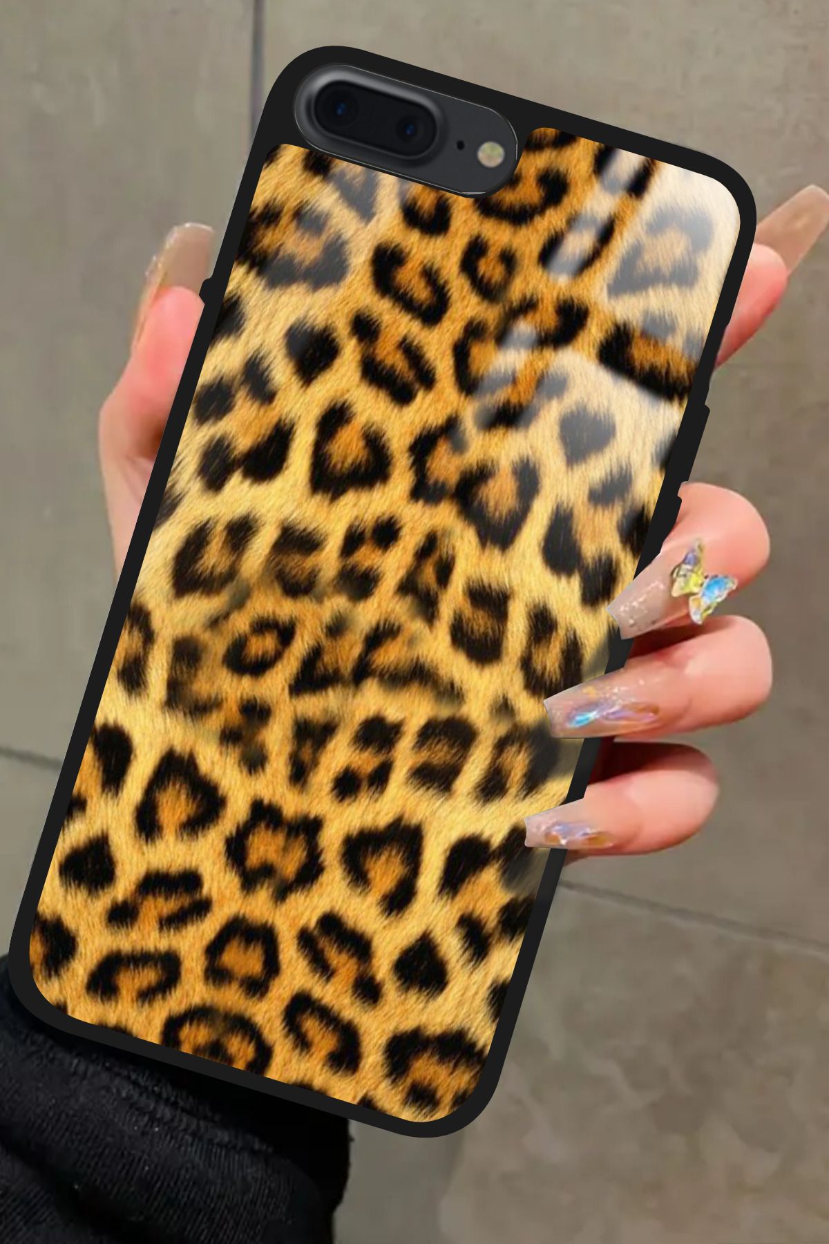 Snacase iPhone 8 Plus Uyumlu Sarı Leopar Tasarımlı Glossy Premium Kılıf