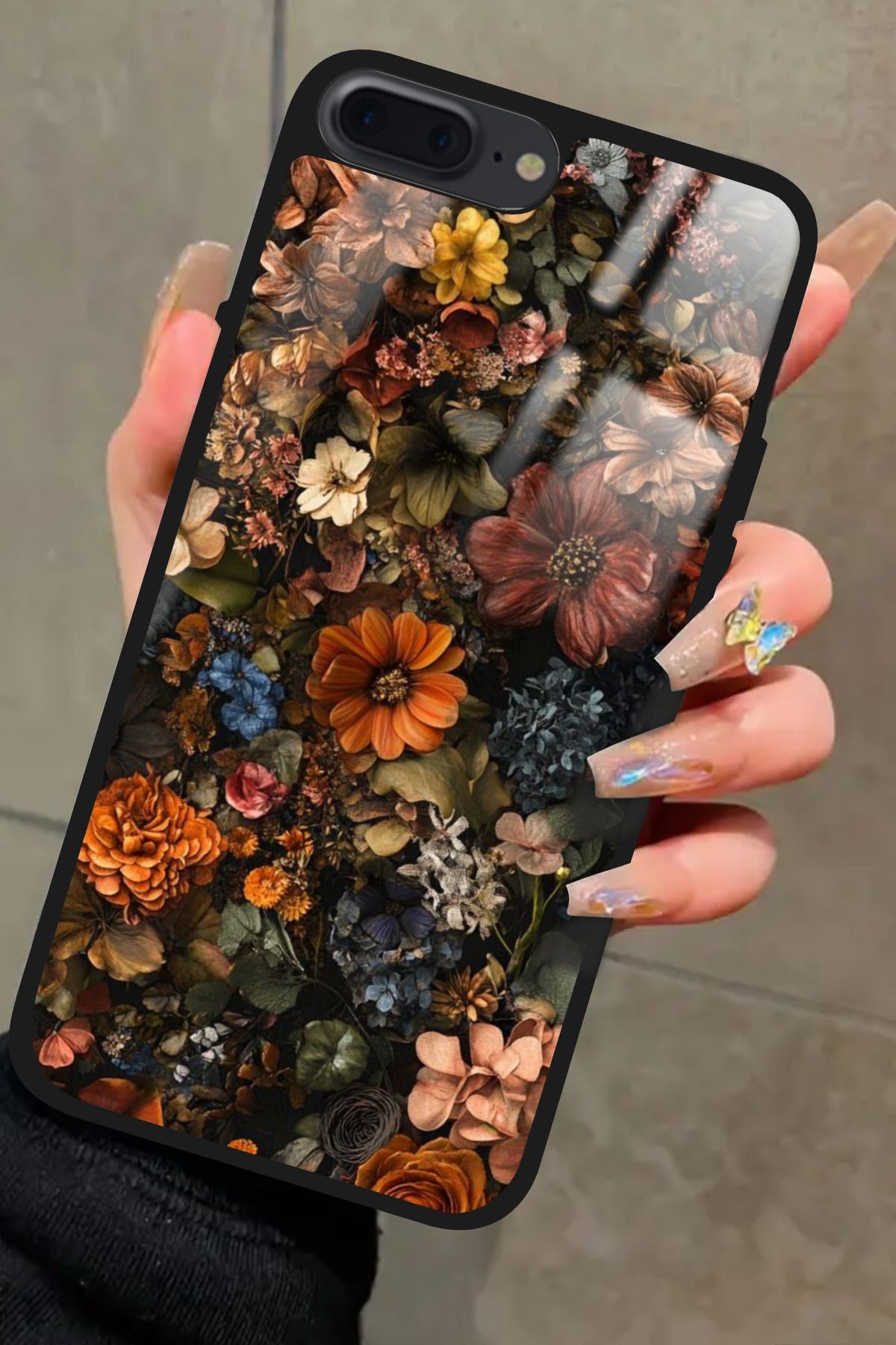 Snacase iPhone 7 Plus Uyumlu Karışık Çiçek Tasarımlı Glossy Premium Kılıf