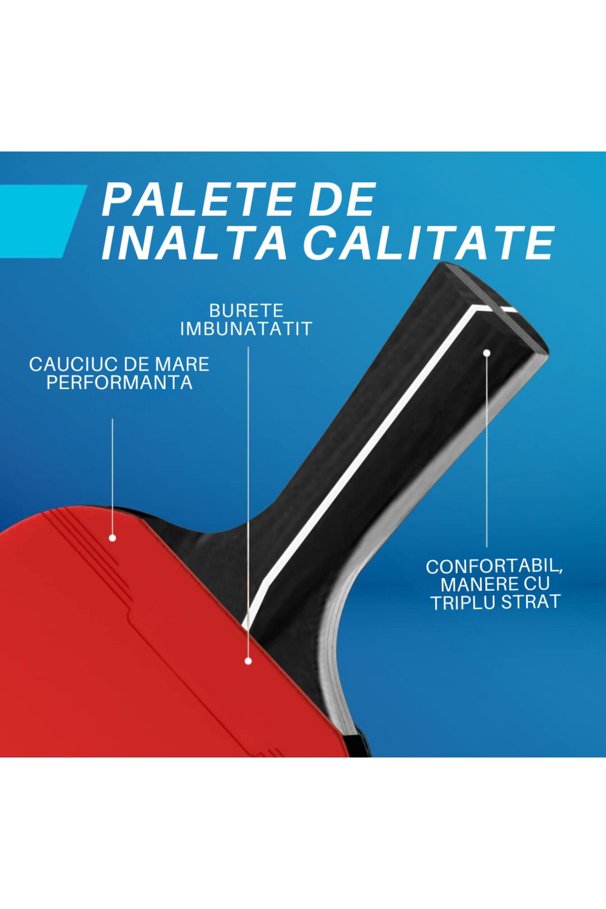 Vittalist-Complete Ping Pong Set, 4 Table Tennis Paddles, 8 Balls, Retractable Net and Carrying Bag, Red 5