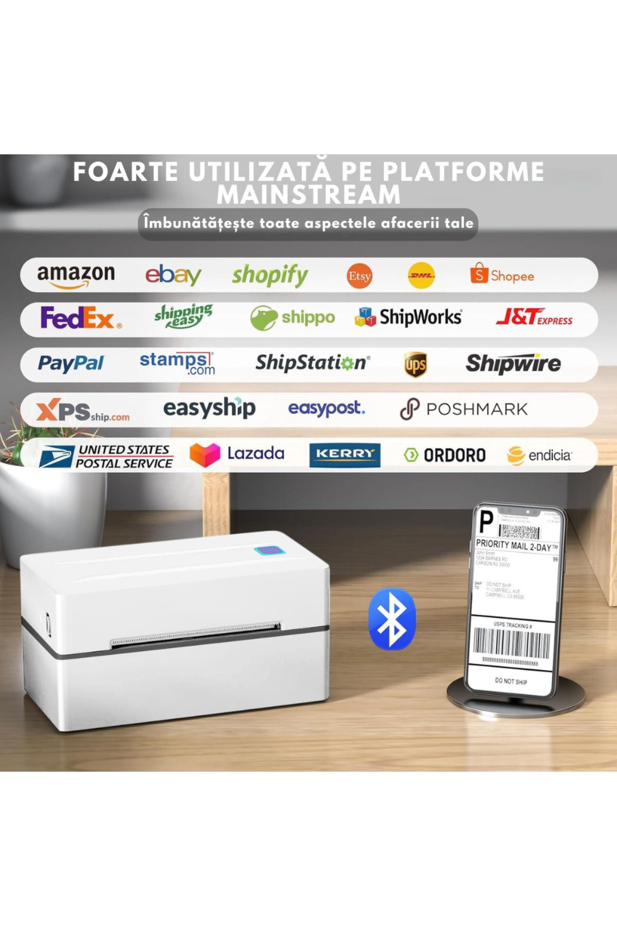 Vittalist-Thermal Printer for Labels and AWBs, Compatible with iOS / Android / Windows / MacOS, White 3