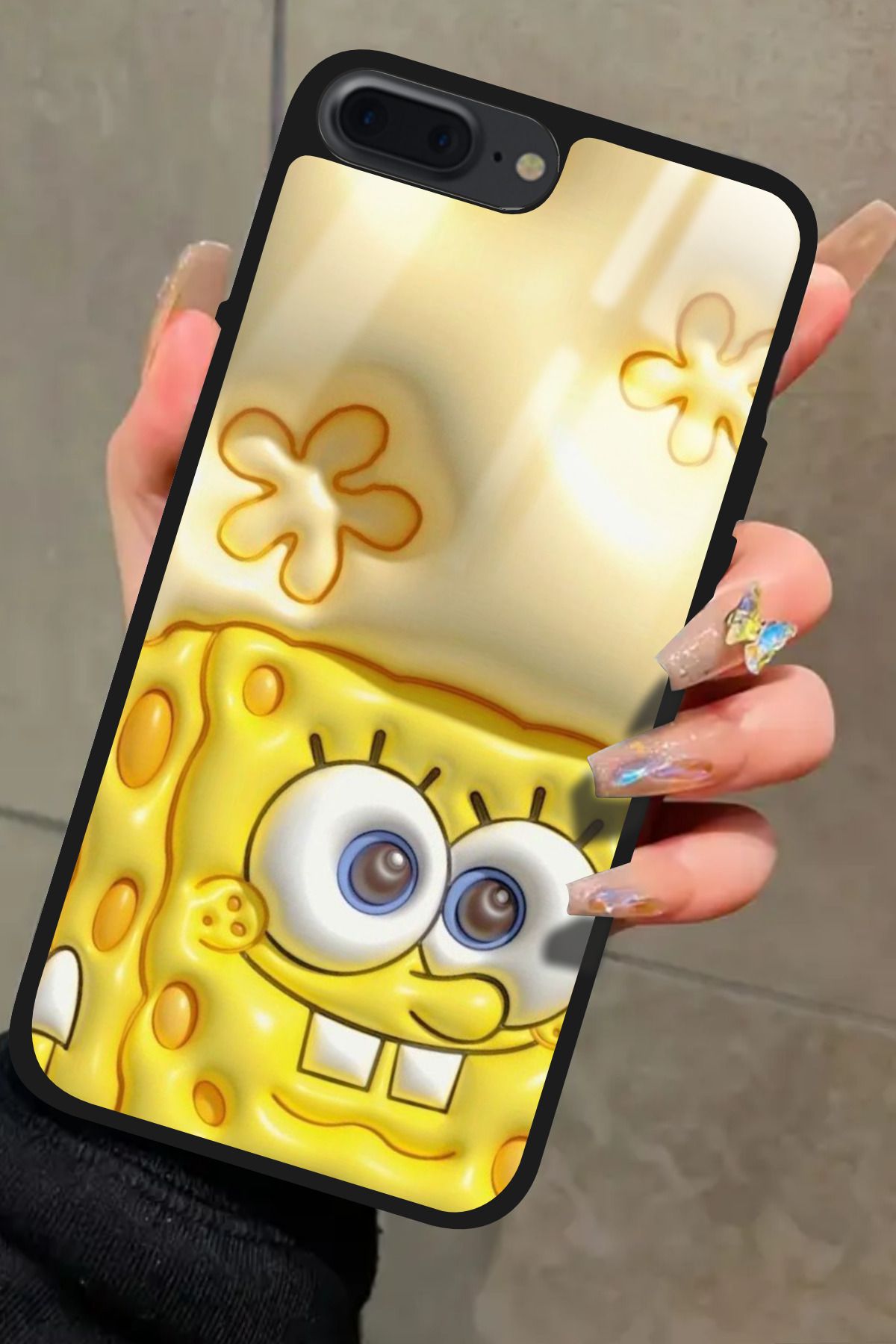 Snacase iPhone 8 Plus Uyumlu Sunger Bob Tasarımlı Glossy Premium Kılıf