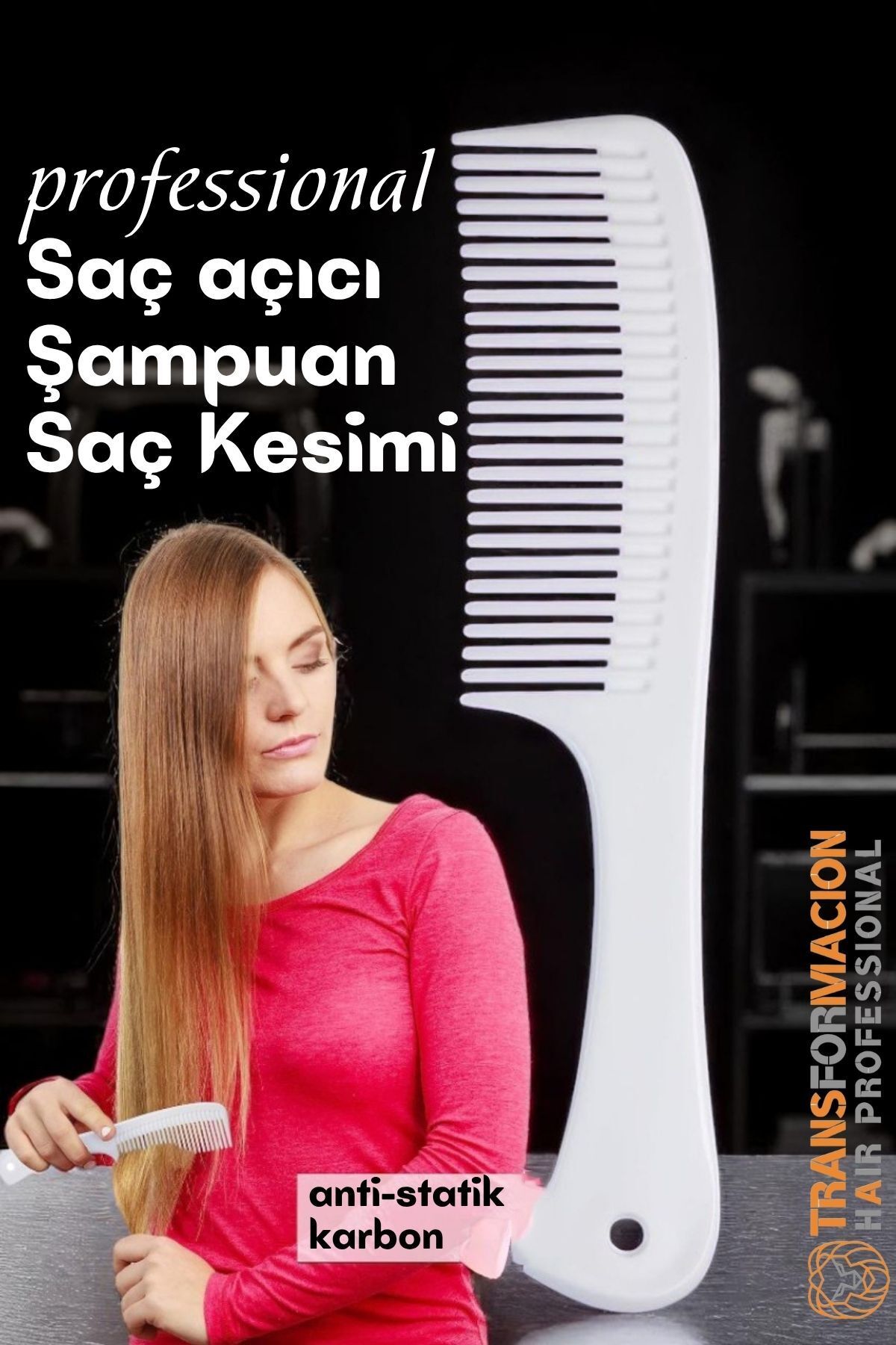 Transformacion Dolaşık Saç Açıcı Tarak - Şampuan Saç Boyası Tarağı - Geniş Dişli Saç Kesim Tarağı