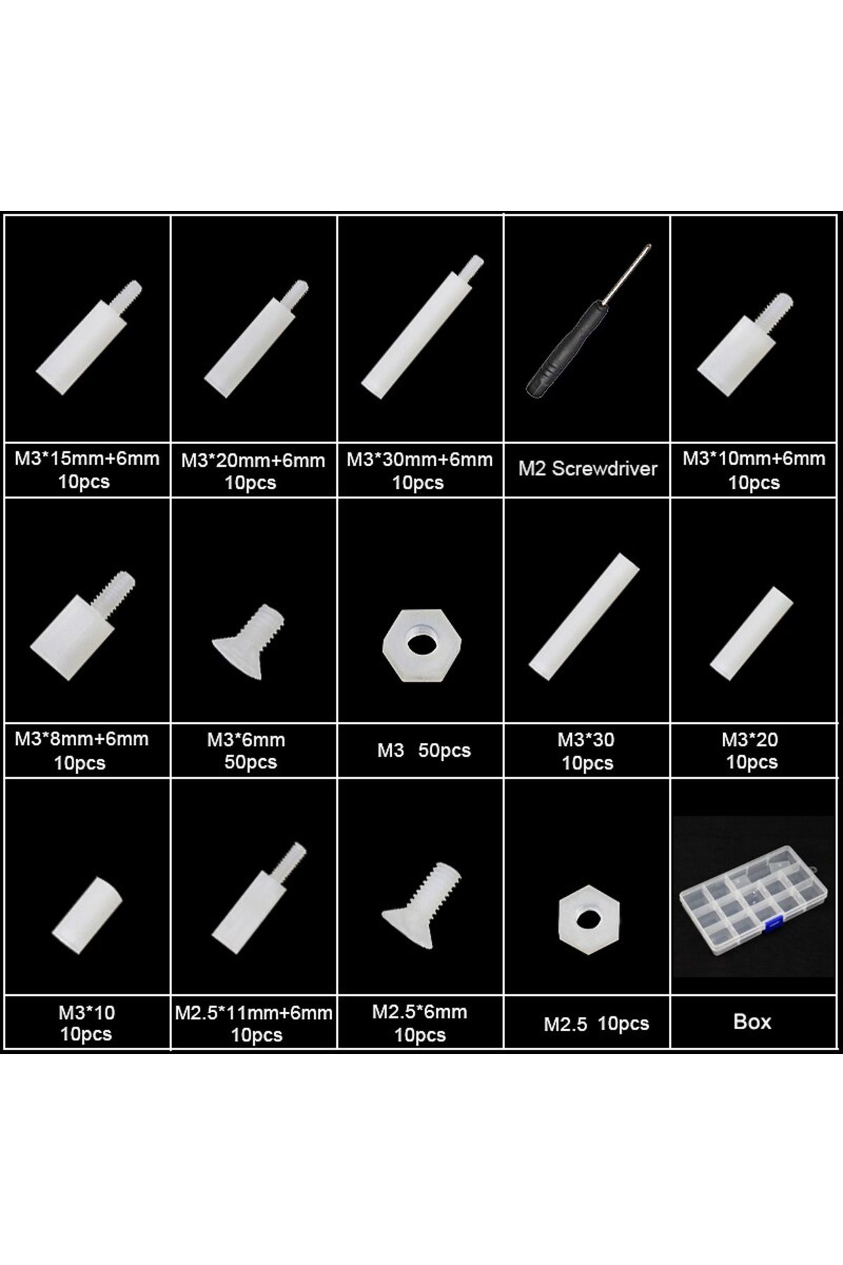 ROBOFUN-White nylon screw set for Raspberry Pi 4