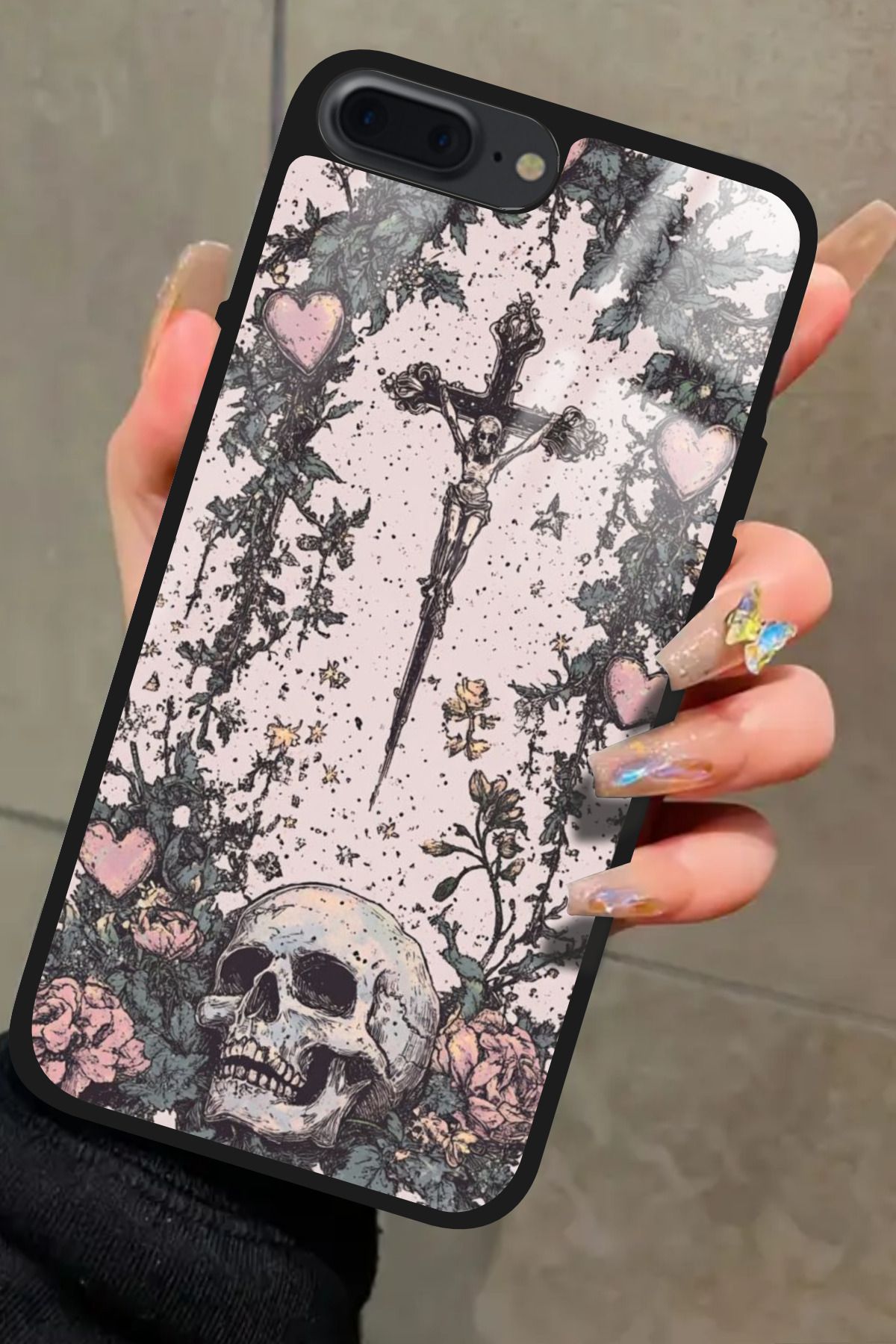 Snacase iPhone 7 Plus Uyumlu Kurukafa Tasarımlı Glossy Premium Kılıf