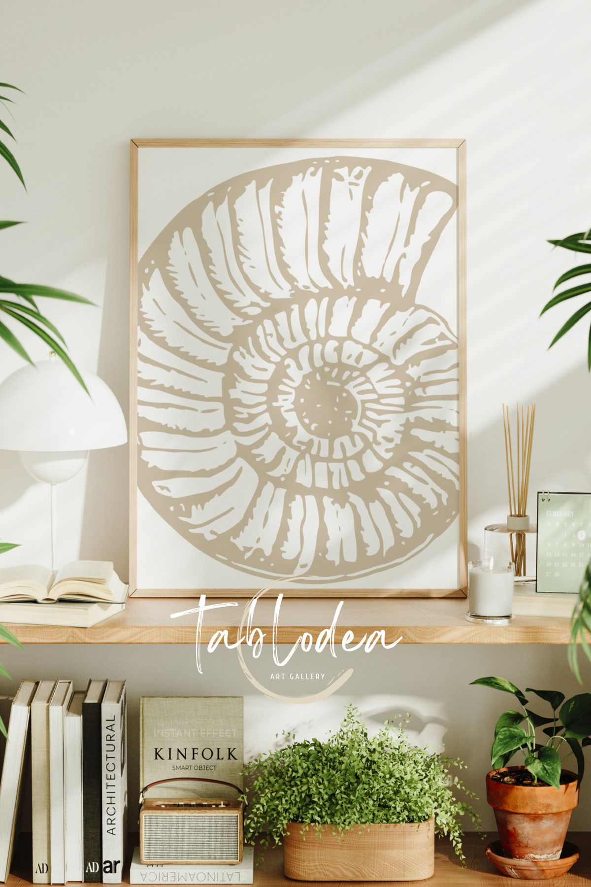 tablodea Deniz Kabuğu Temalı Bohem Dekor Çerçeveli Poster Tablo Minimalist Dekoratif İskandinav Duvar Tablosu