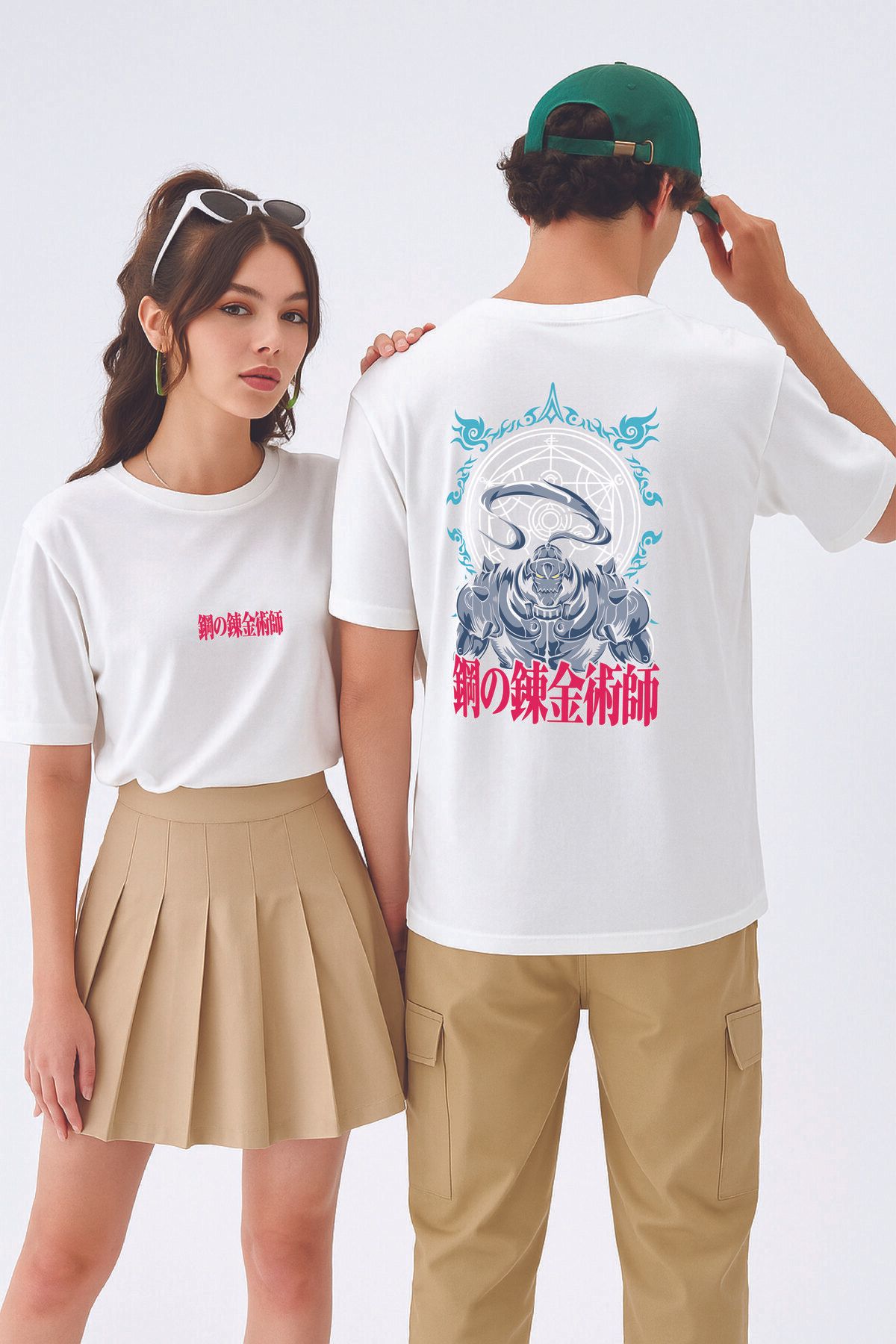 By Caspita Fashion Lenithra Fullmetal Alchemist Brotherhood Alphonse Sırt Baskılı Unisex Oversize Beyaz T-shirt