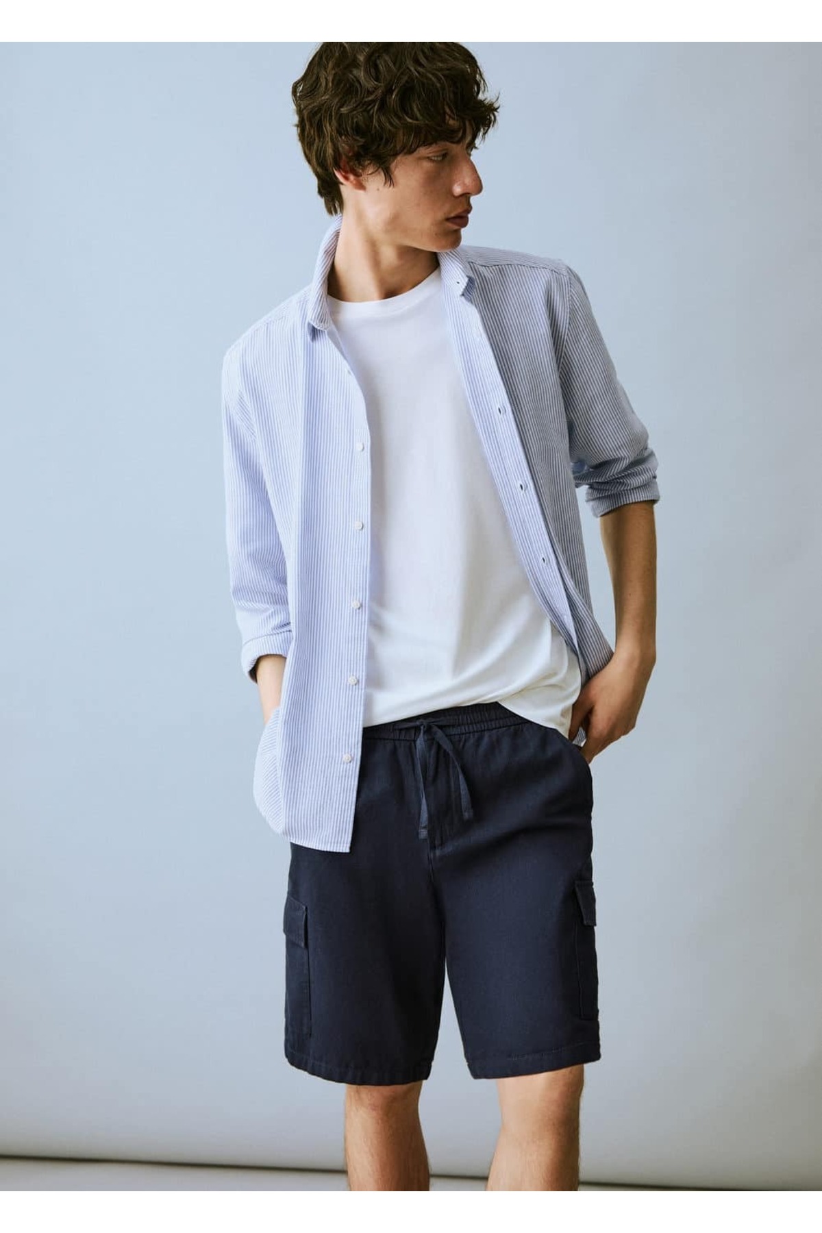 Keten kargo bermuda şort