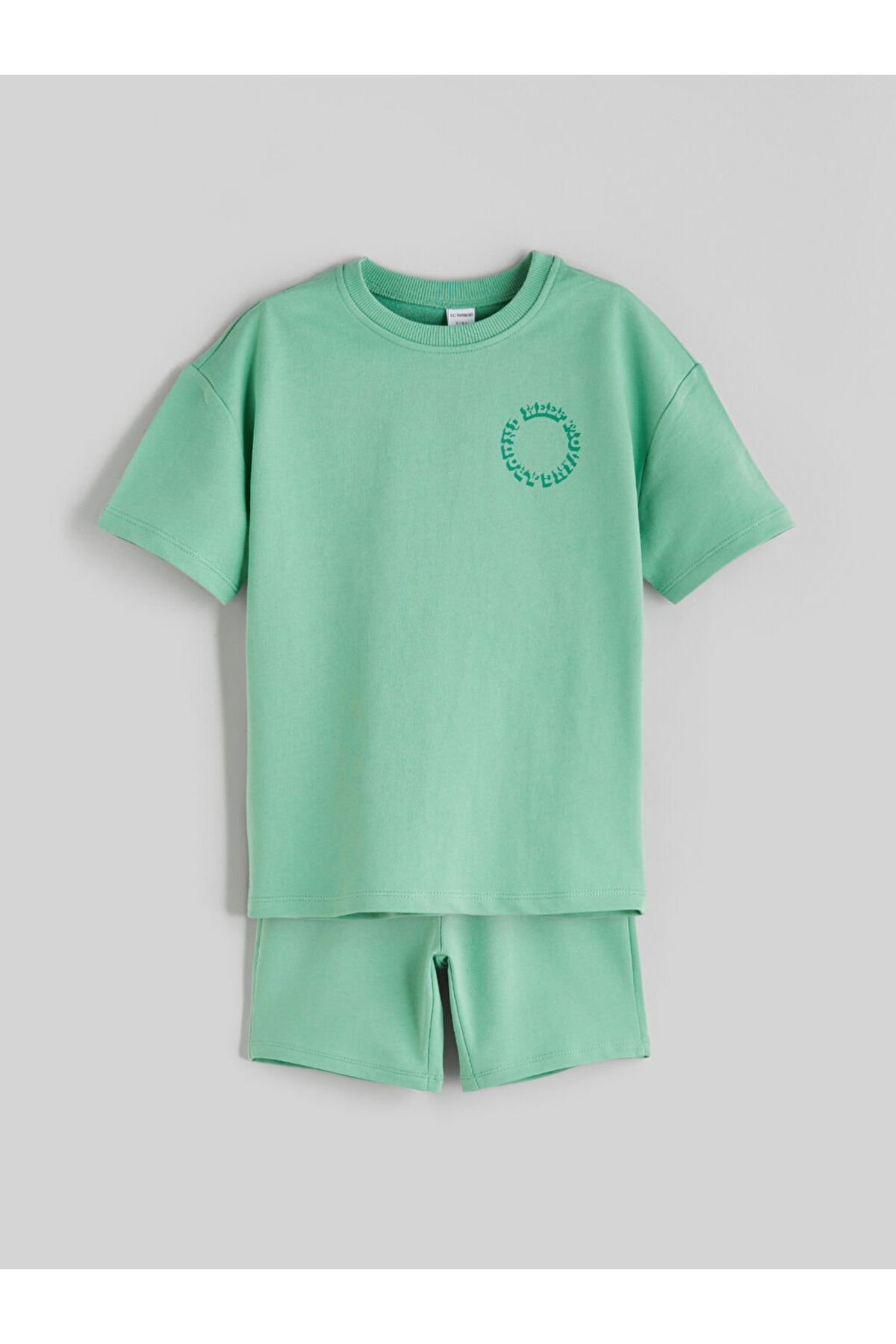 LC Waikiki LCW Kids Yeşil Baskılı Erkek Çocuk Tişört ve Şort 2'li
