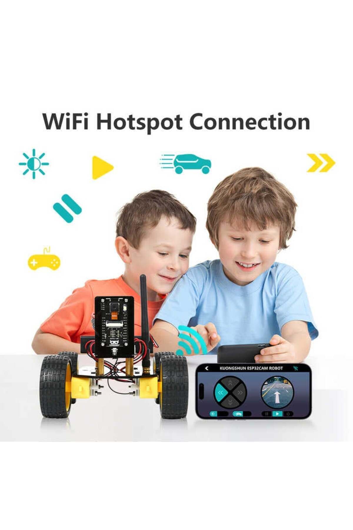 ROBOFUN-ESP32 CAM 4WD Robotic Car Kit with WiFi Control 4