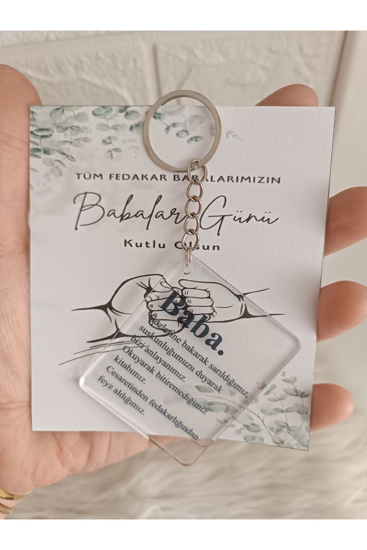 doğrukan 5 adet babalar gününe özel pleksi anahtarlık kartlı