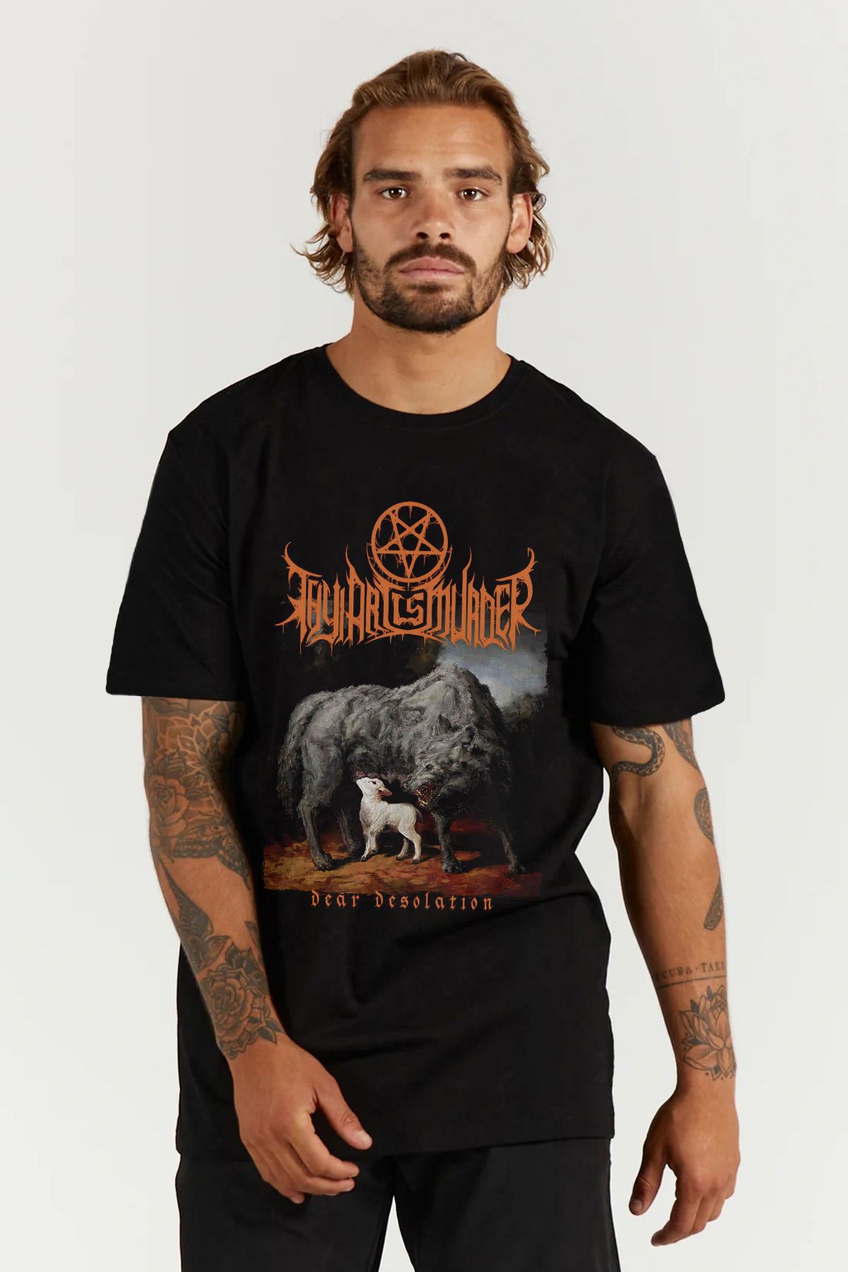 MODA Thy Art is Murder Heavy Metal Baskılı Oversize Kalıp Siyah Geniş Bol Kesim Erkek Tişört