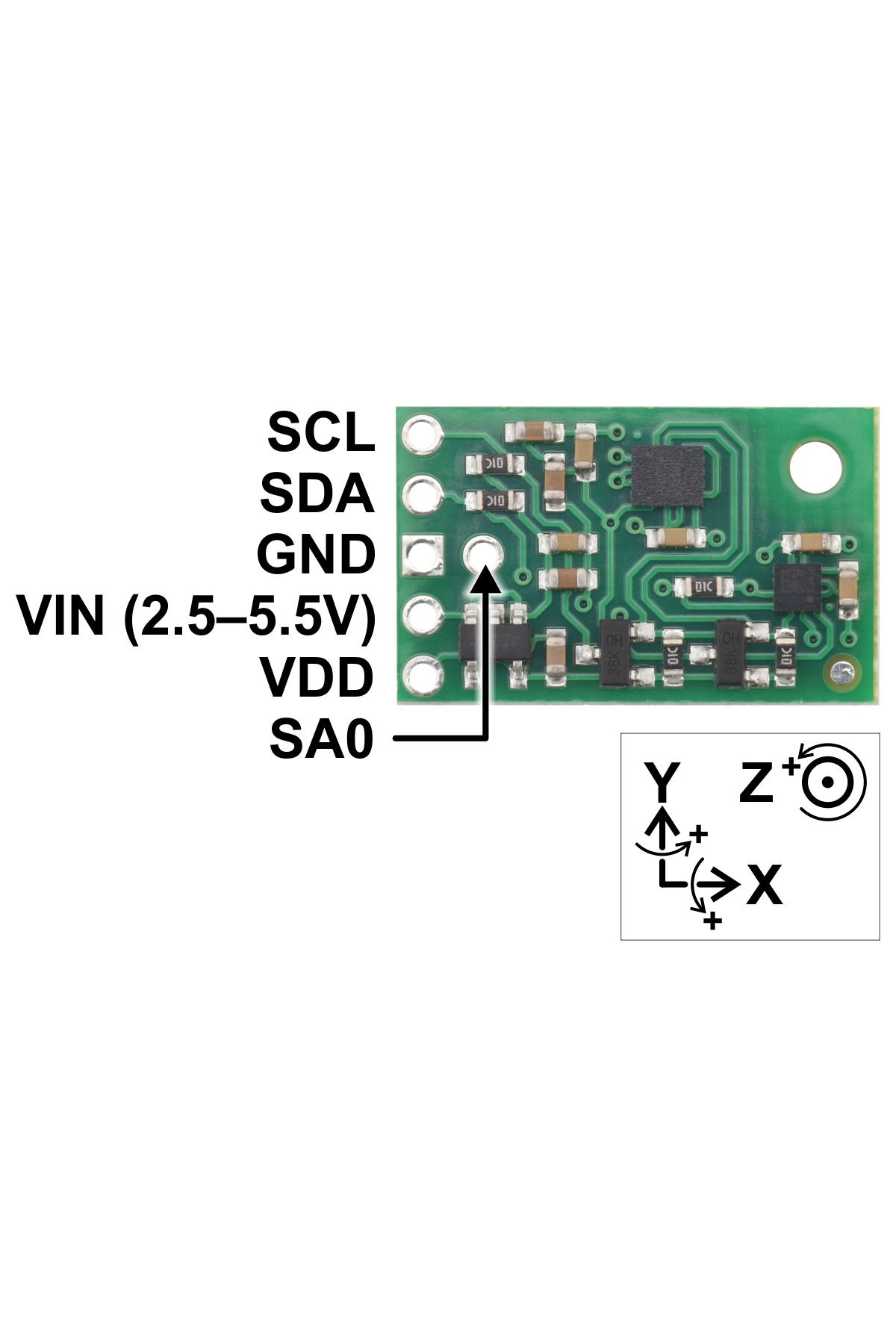 Pololu-MinIMU-9 v6 Gyro, Accelerometer, and Compass (LSM6DSO and LIS3MDL Carrier) 3
