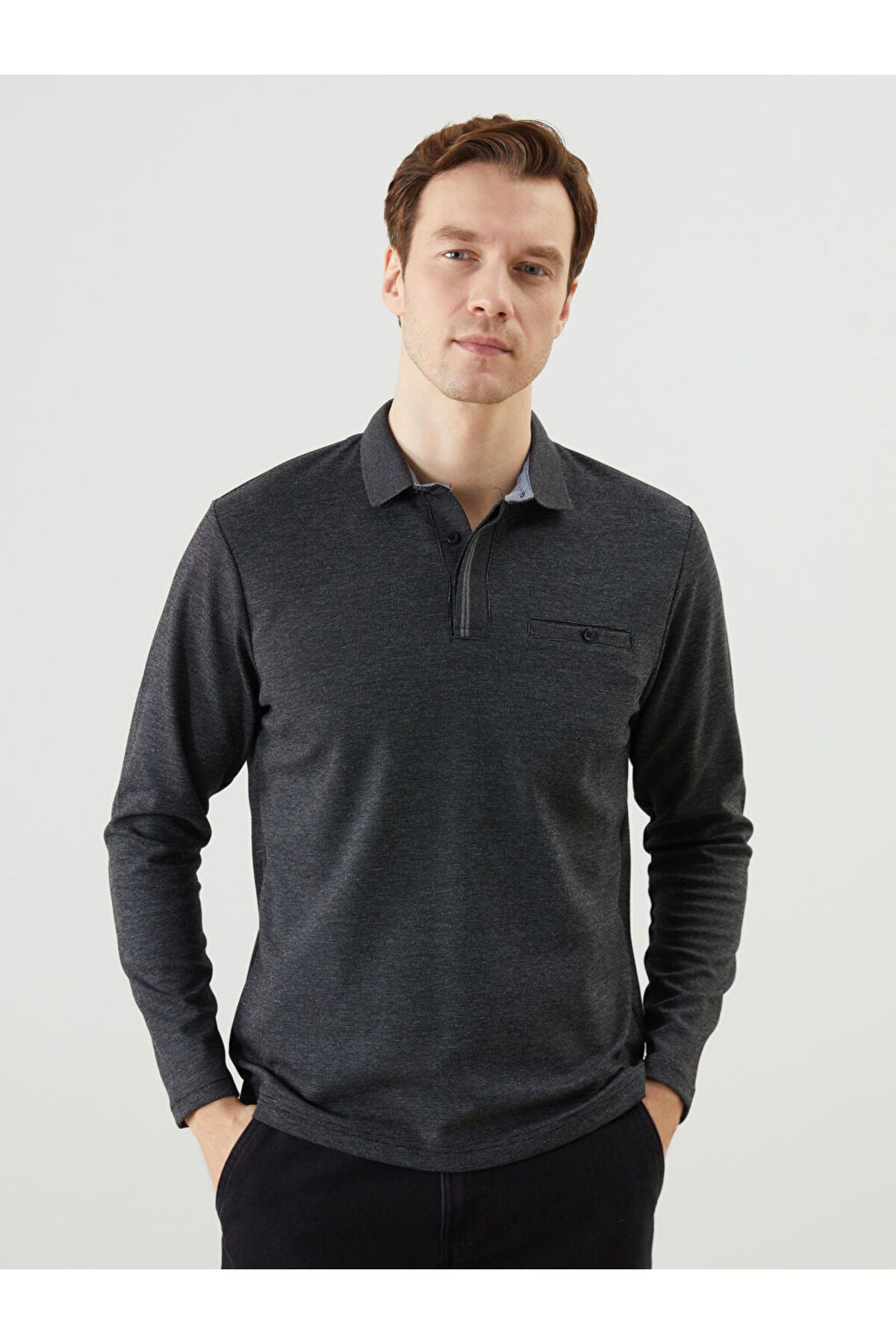 LC Waikiki Polo Yaka Uzun Kollu Erkek Sweatshirt