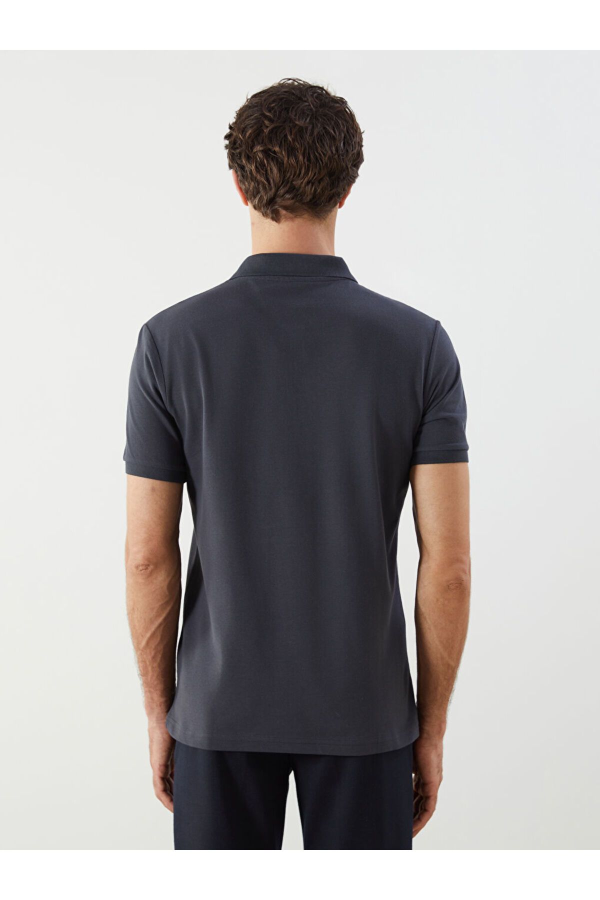 LC Waikiki-Anthracite Polo Neck Short Sleeve Pique Men's T-Shirt 4