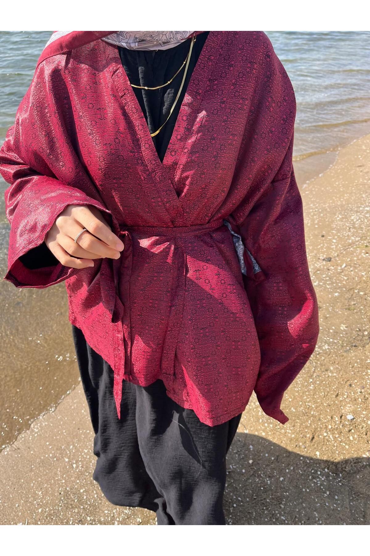 FASİON Belden Bağlamalı Cheryy Kimono
