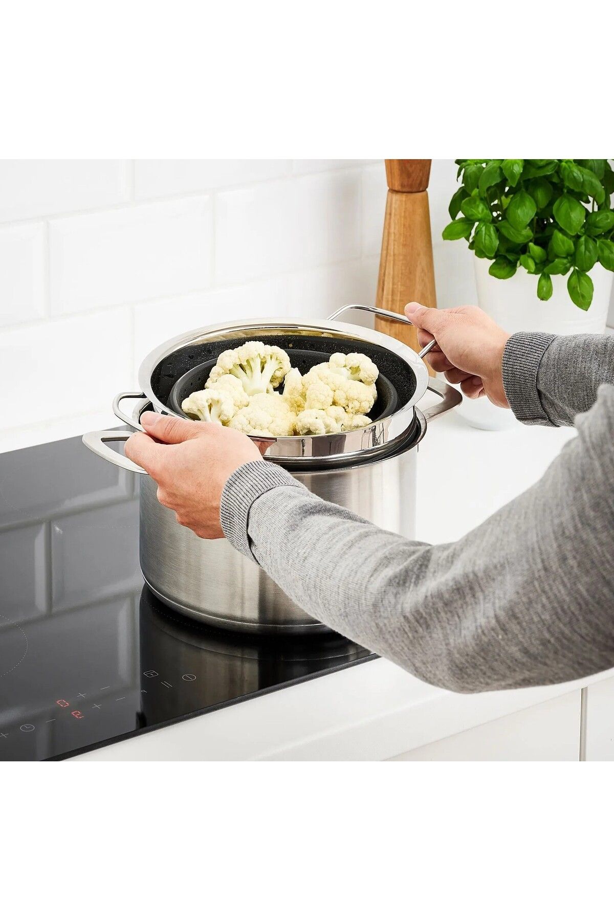 IKEA KALİTELİ Kuplu Süzgeç Çap 24 Cm İkea 5 Lt. Makarna Süzgeci Ve Buharda Pişirici Olarak Kullanılabilir