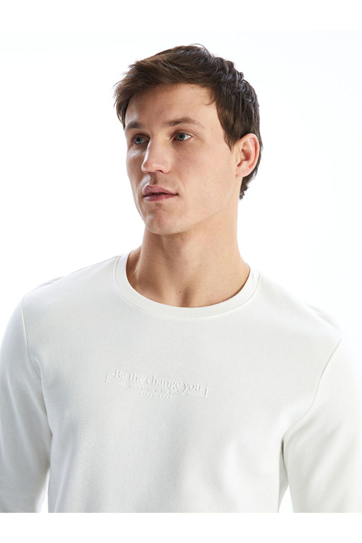 LC Waikiki Bisiklet Yaka Baskılı Erkek Kalın Sweatshirt