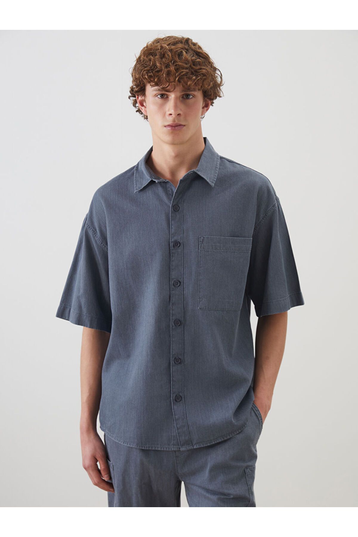 LC Waikiki Yeni Sezon Rahat Kalip Kisa Kollu Erkek Jean Gomlek - S5K879Z8