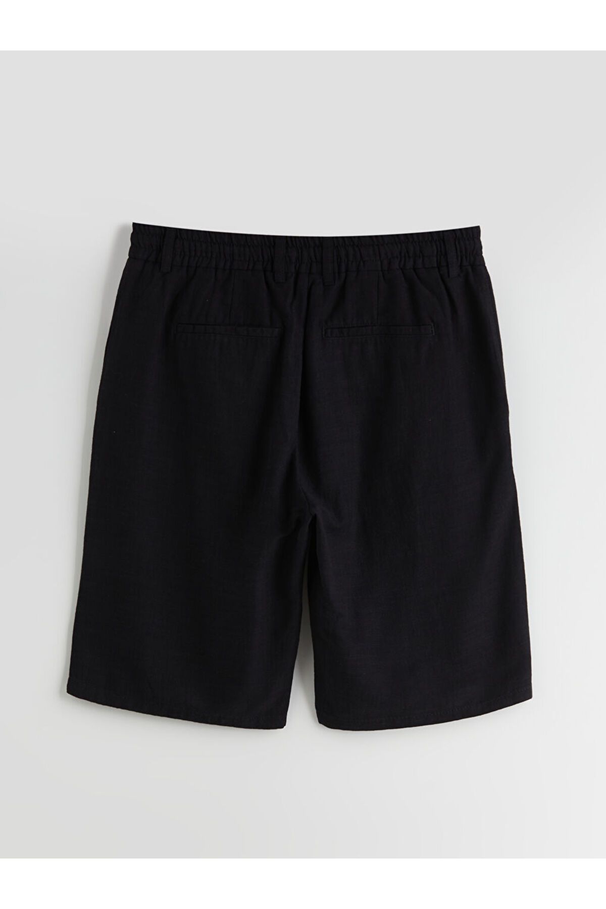 LC Waikiki-Μαύρο ανδρικό σορτς Standard Fit Linen Look 6