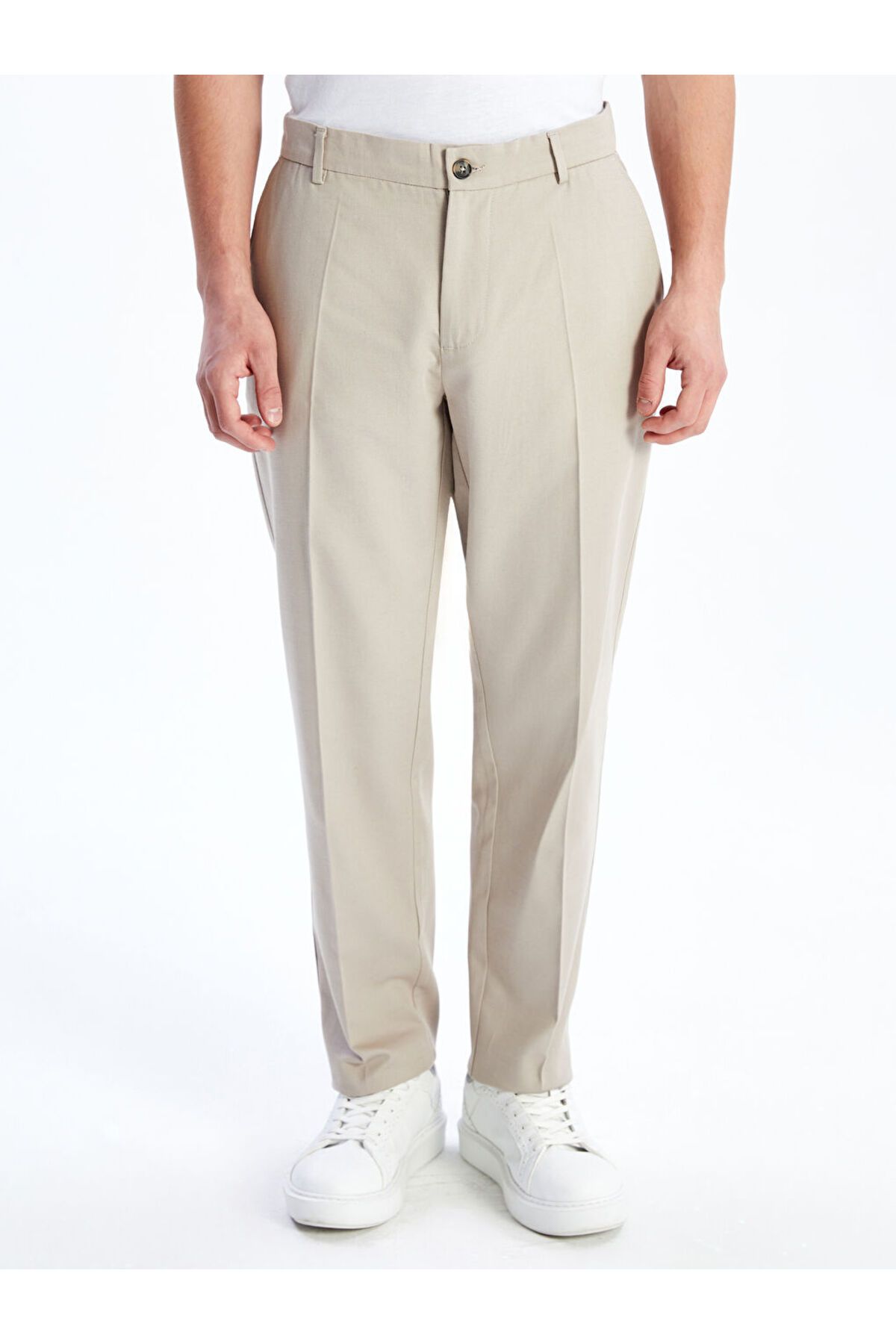 LC Waikiki-Ανδρικό παντελόνι Formal Beige Standard Fit Λινό Μικτό 3