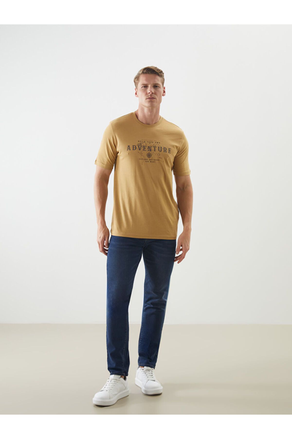 LC Waikiki-Sari Crew Neck Printed Combed Cotton Men's T-Shirt 2