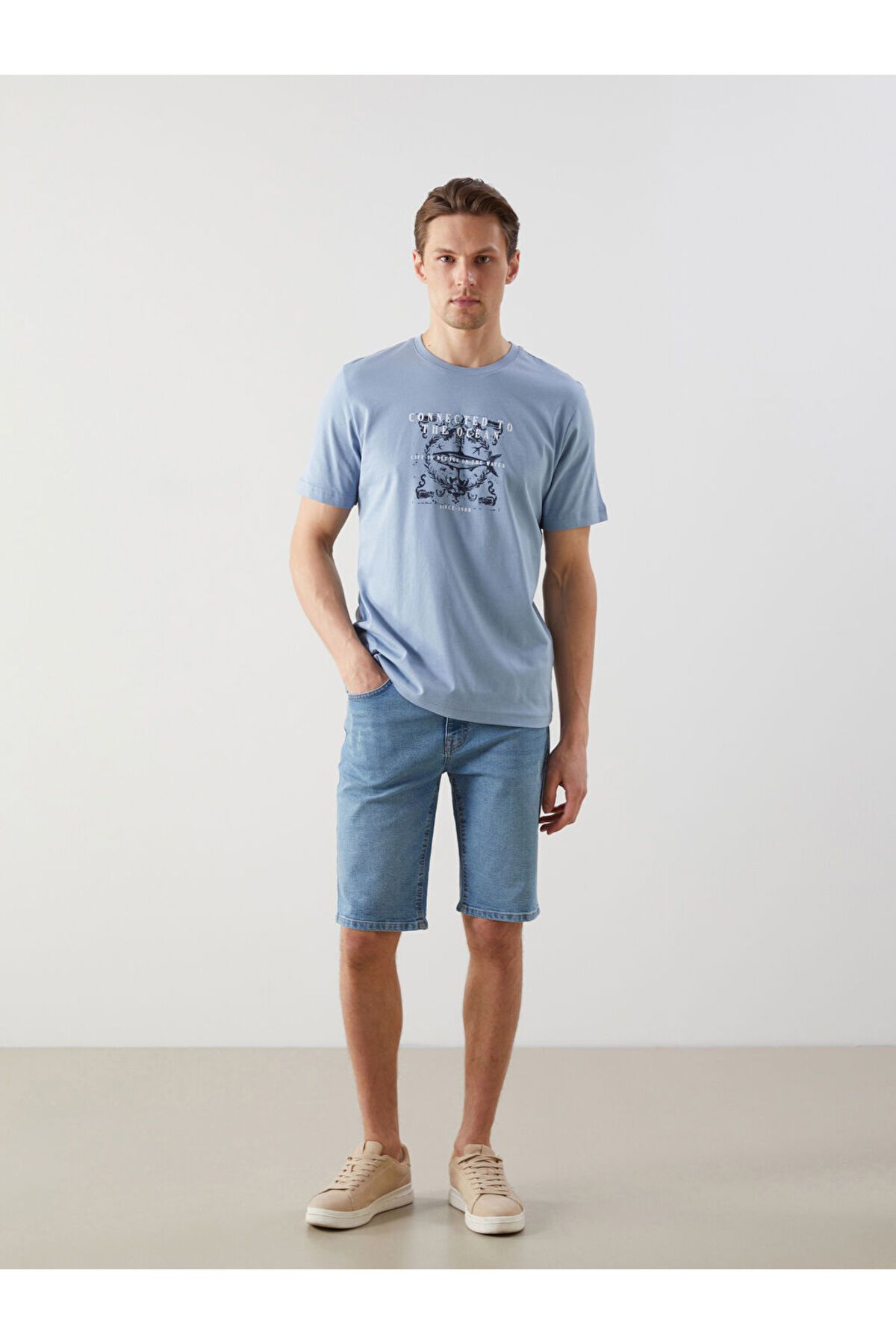 LC Waikiki-Ανδρικό Tisort με στάμπα Crew Neck New Season - S5FA51Z8 2
