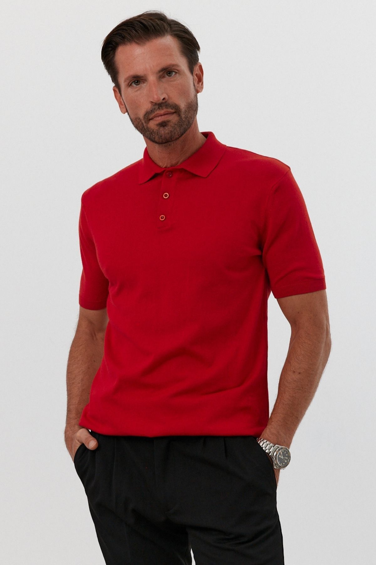 Livio Ferri Erkek Polo Yaka Basic Kısa Kollu Yazlık Triko Tişört