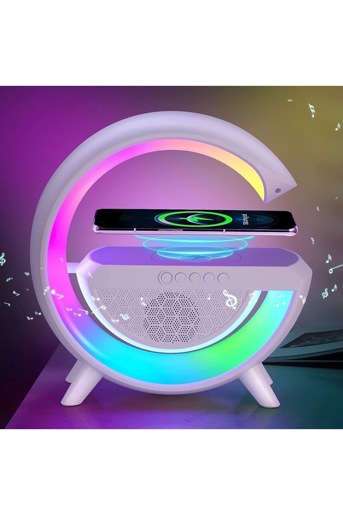 TEKNOTOK BT-2301 Wireless Kablosuz Şarj Destekli Radyolu Rainbow Aydınlatmalı Bluetooth Hoparlör Fm Radyo
