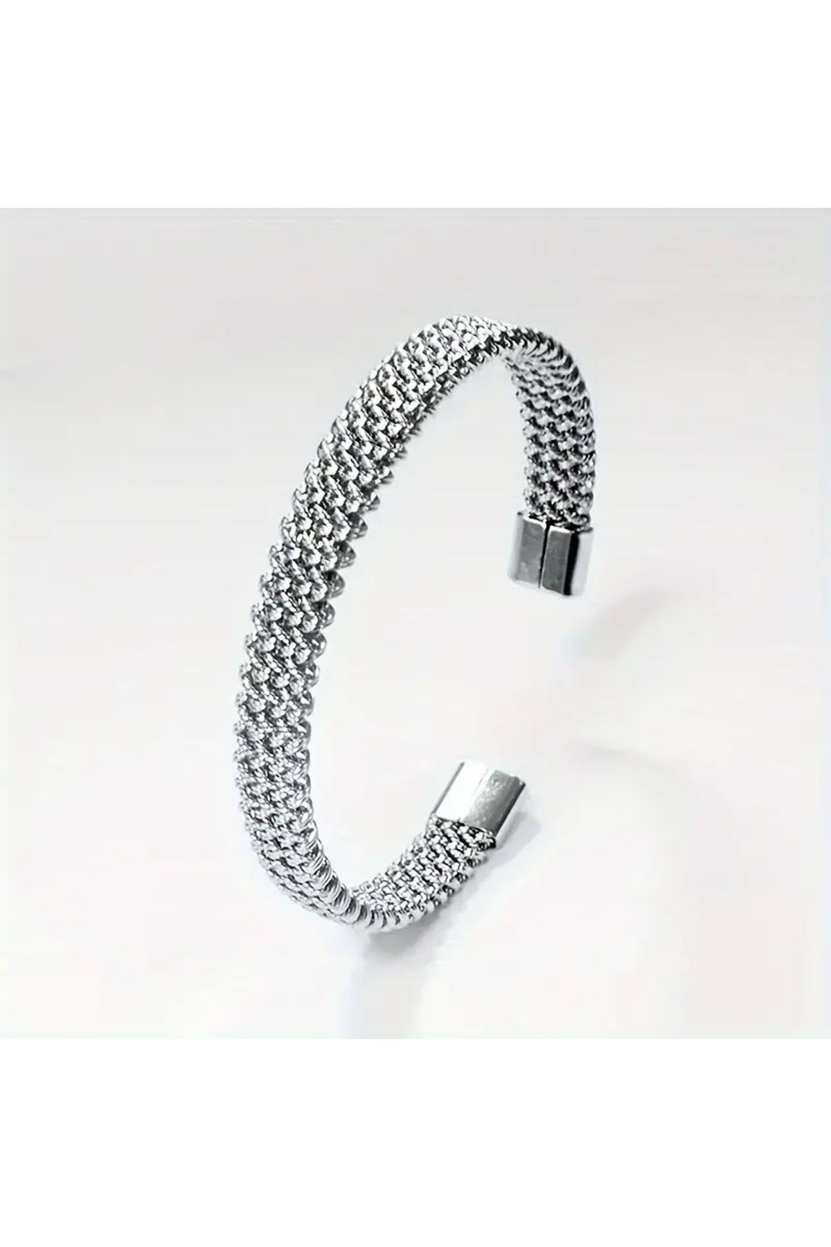 COOL LADIES Hasır Örgü Paslanmaz Çelik Silver Bileklik Unisex