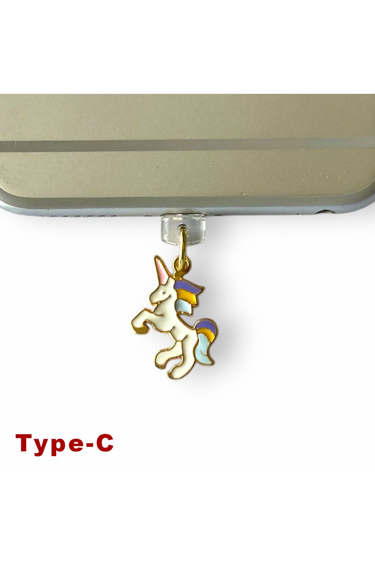 BK Design Type-C Çelik Takı Figürlü Telefon Şarj Portu Toz Tıpası Toz Tıkacı Charm TCGL4002