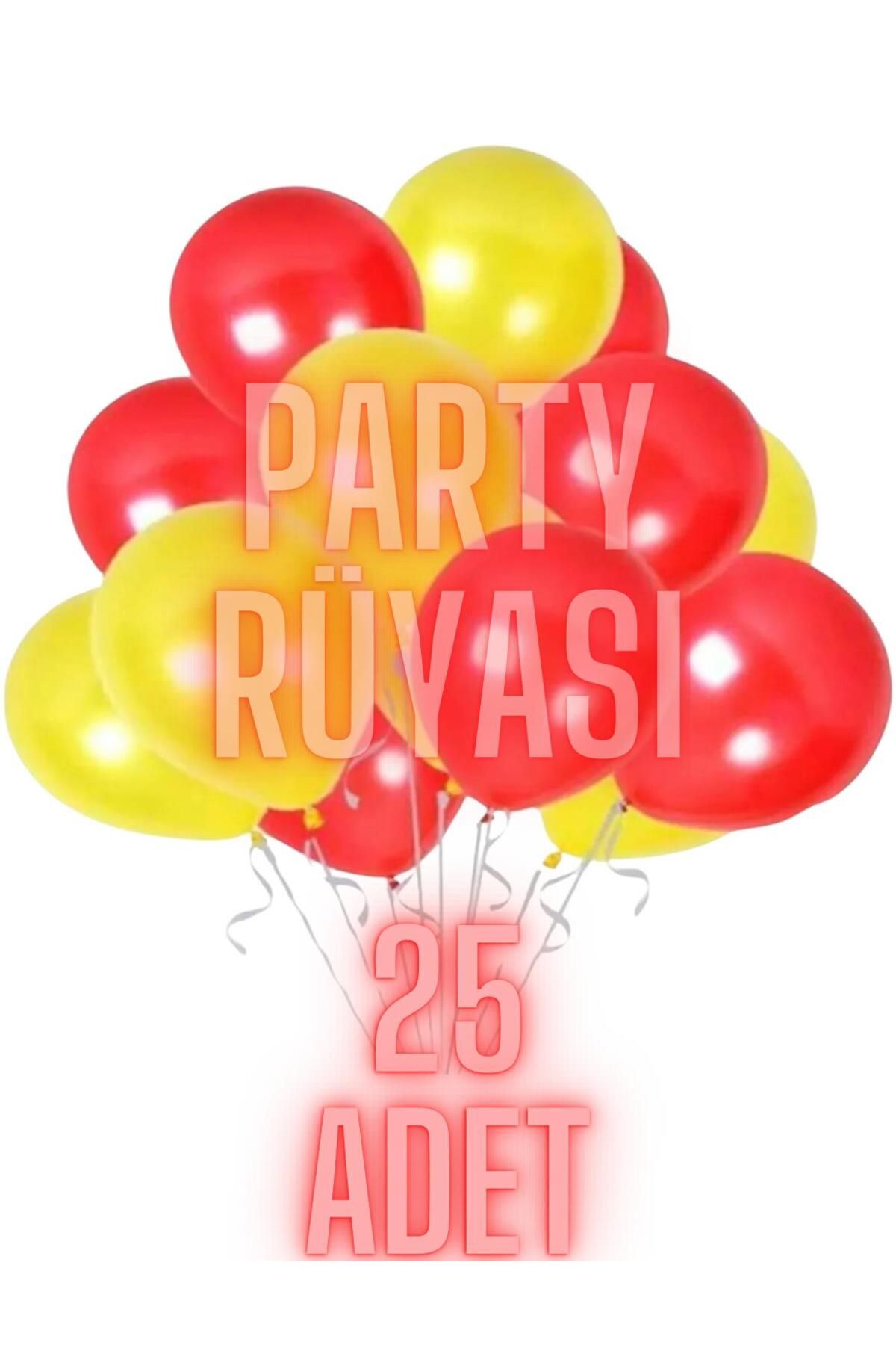 partyrüyası 25 Adet Sarı-Kırmızı Metalik Balon 12 Inç Metalik Ekstra Parlak Renk