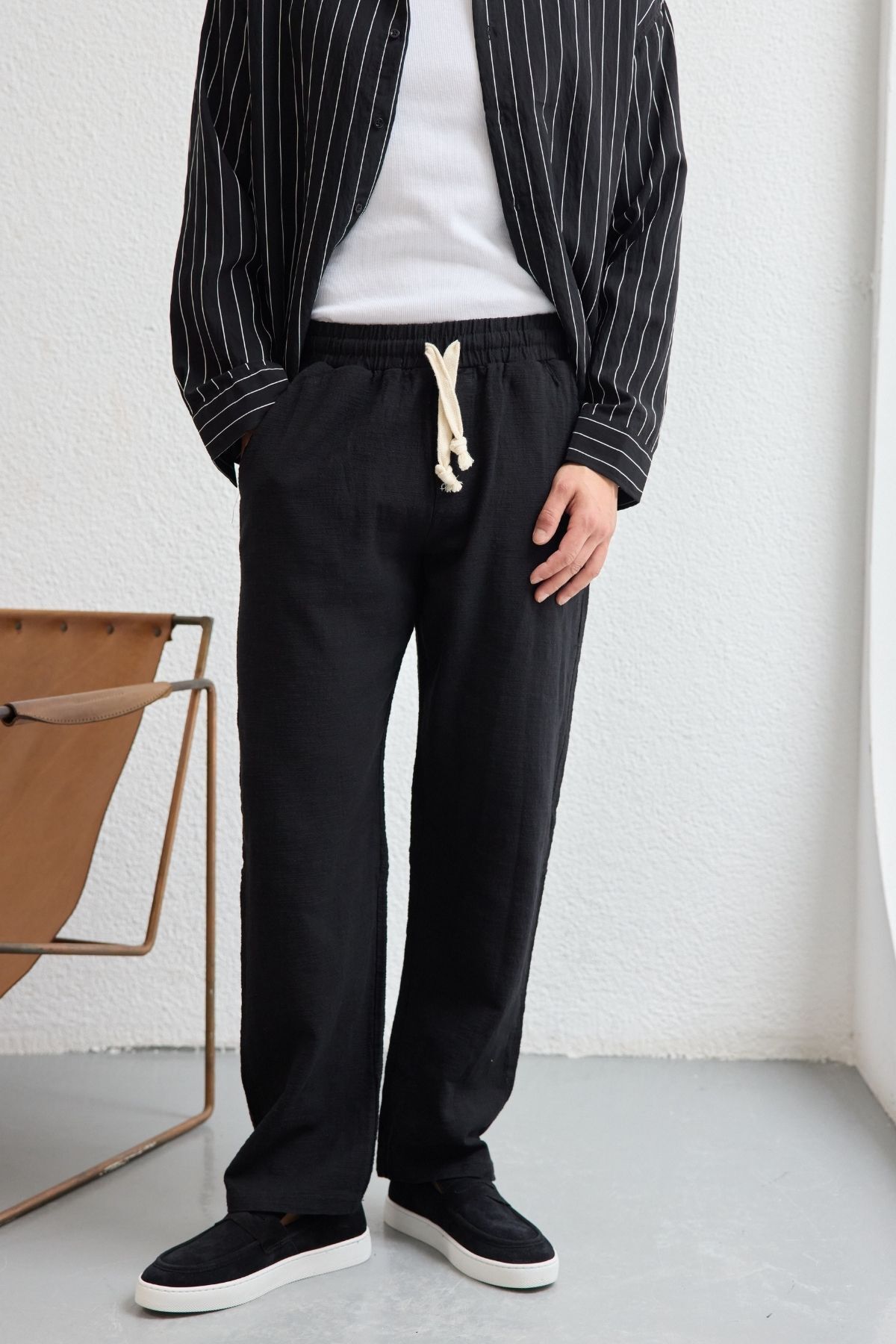 Livio Ferri Abay Erkek Keten İpli Baggy Pantolon