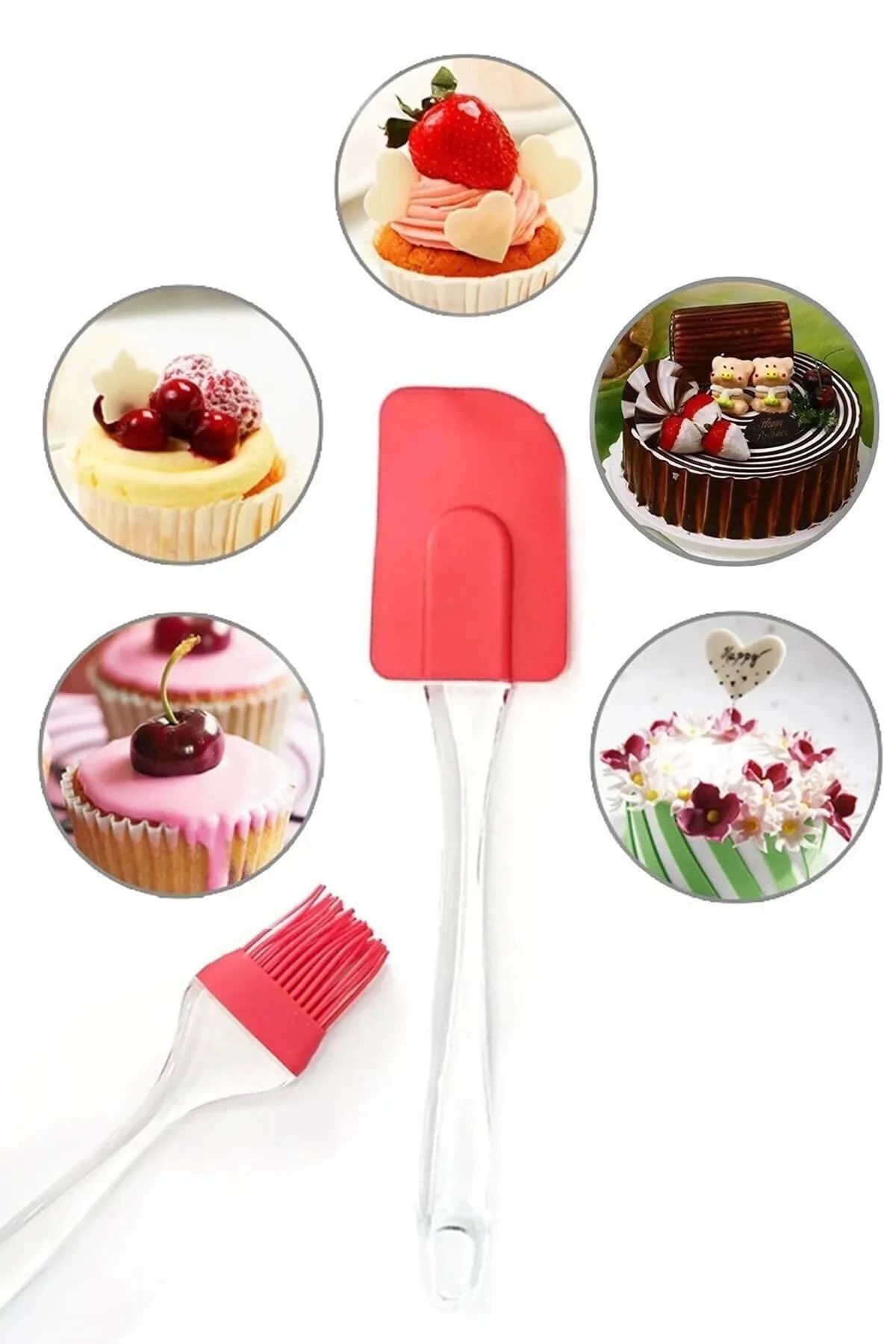 ÇERÇİCİ 2 Li Set Silikon Pasta - Börek - Poğaça Yağ Fırçası Ve Silikon Spatula Seti
