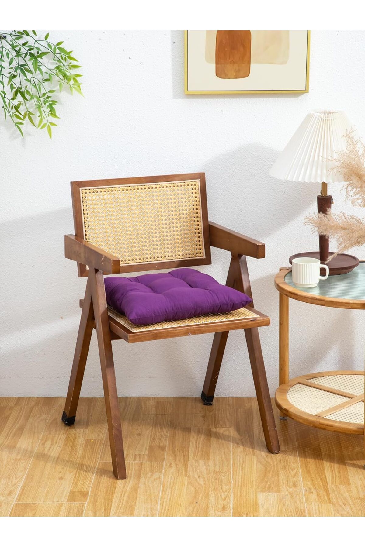 AKGÜN EV TEKSTİLİ Pofidik Sandalye Minderi Özel Dikişli Bağcıklı 40x40cm