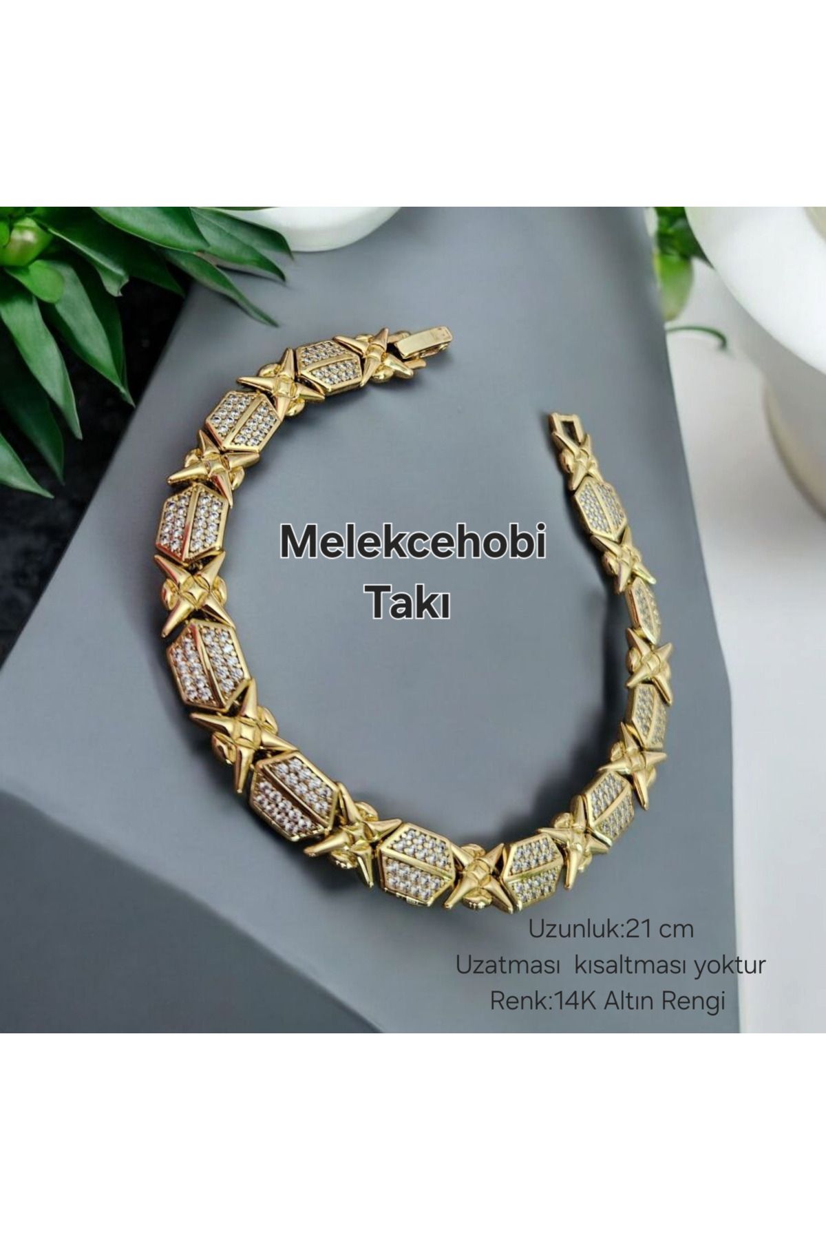 XUPING JEWELRY Melekcehobi Takı Xuping Marka 14K Altın Rengi Birebir Kuyumcu Model Bileklik ( 21 cm)