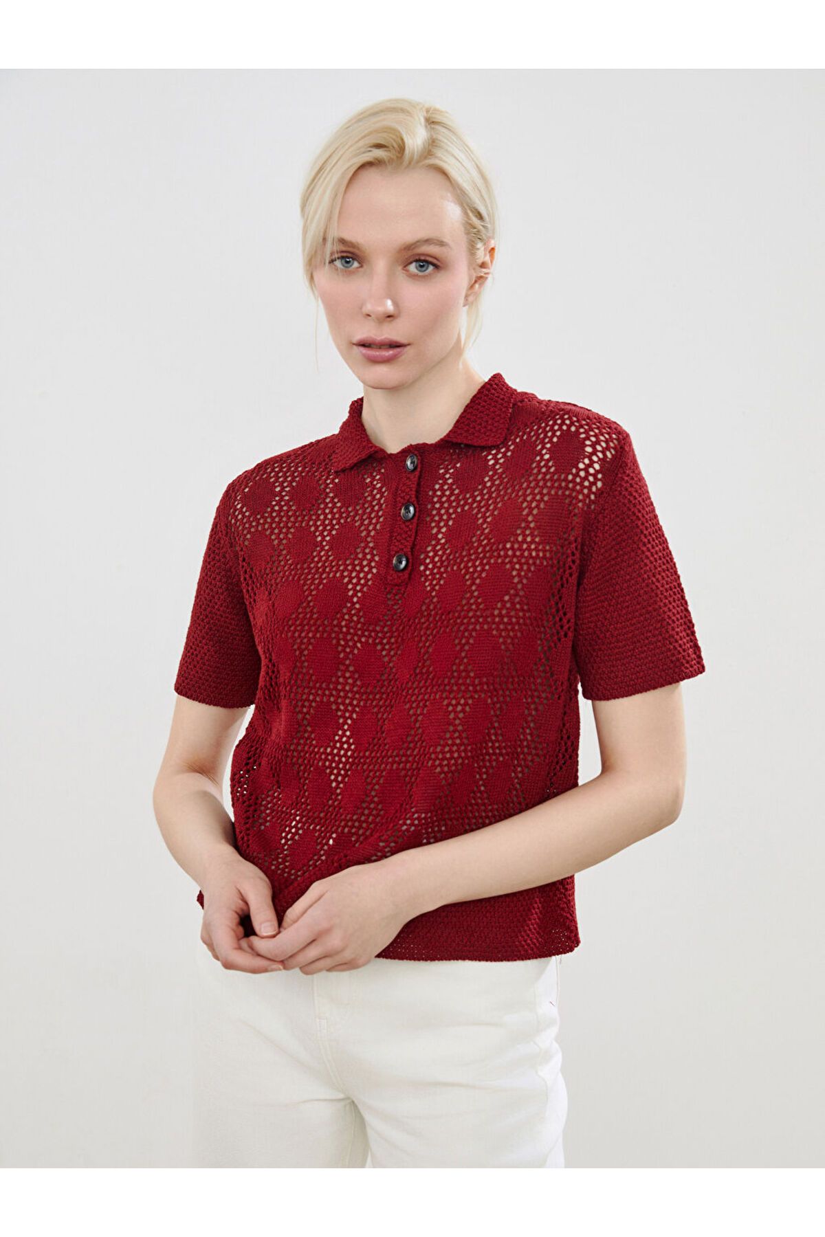 LC Waikiki Polo Yaka Ajurlu Kadın Triko Kazak