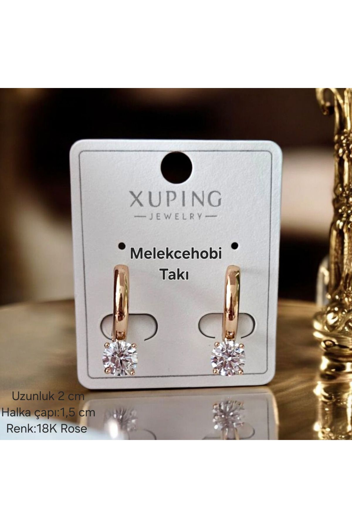 XUPING JEWELRY Melekcehobi Takı Xuping Marka Tek Taş Detaylı Halka Küpe