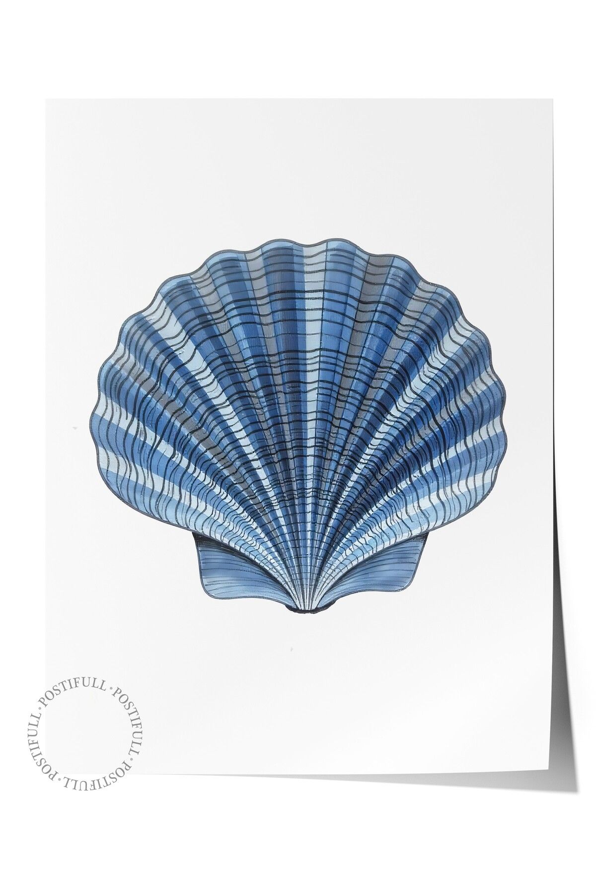Postifull Çerçevesiz Duvar Posteri, Mavi Deniz Kabuğu, İllüstrasyon, Mavi Renk Poster, 2025 Yaz Seçkisi, NO:10
