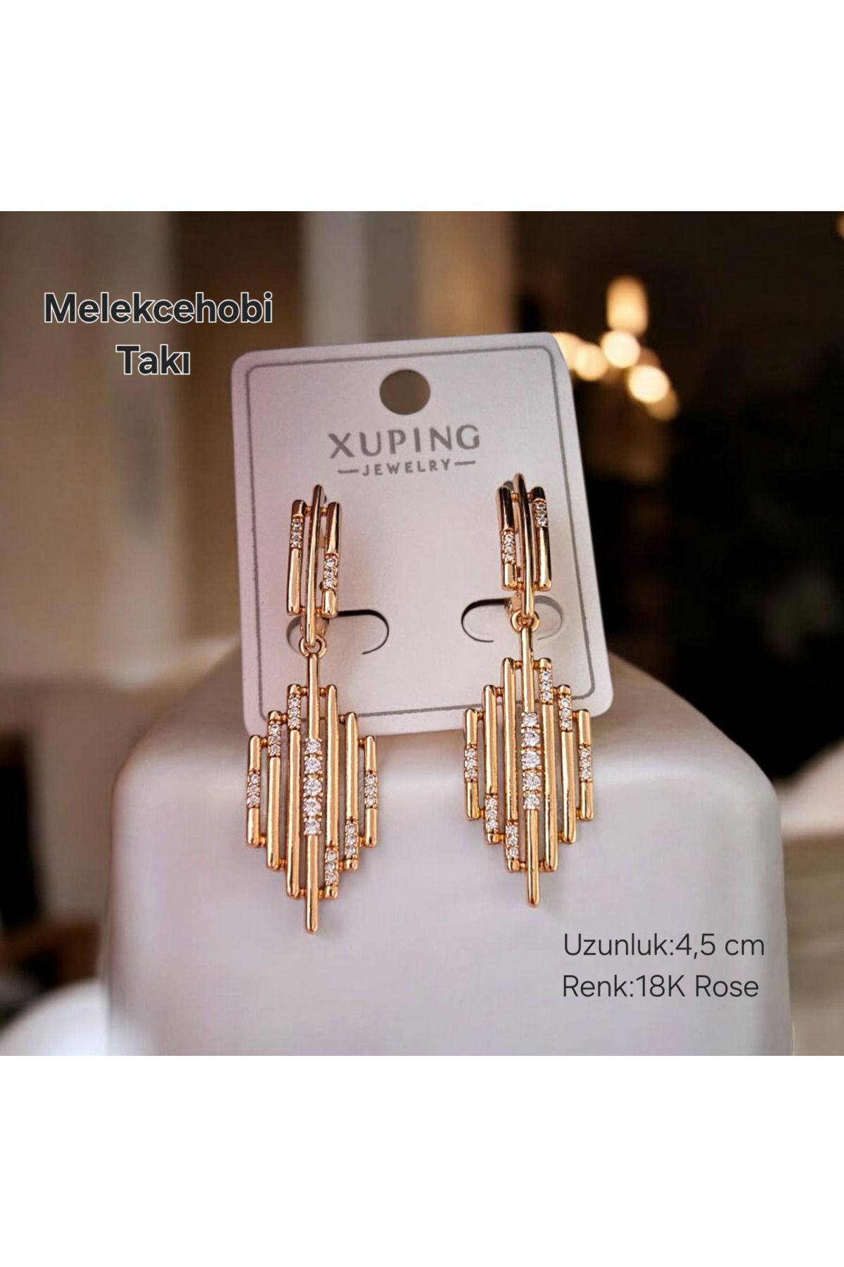 XUPING JEWELRY Melekcehobi Takı Xuping Marka Rose Renkli Sallantılı Küpe