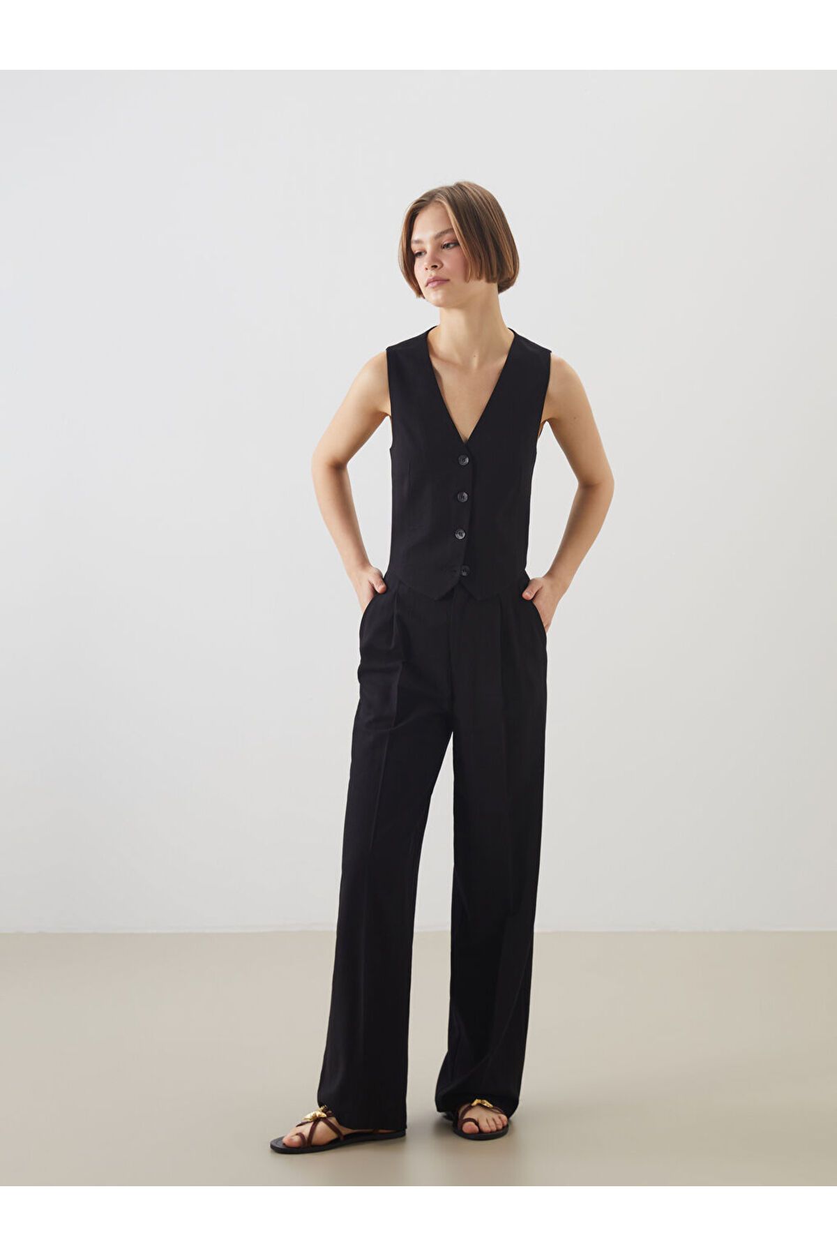 LC Waikiki Loose Fit Keten Karışımlı Kadın Pantolon