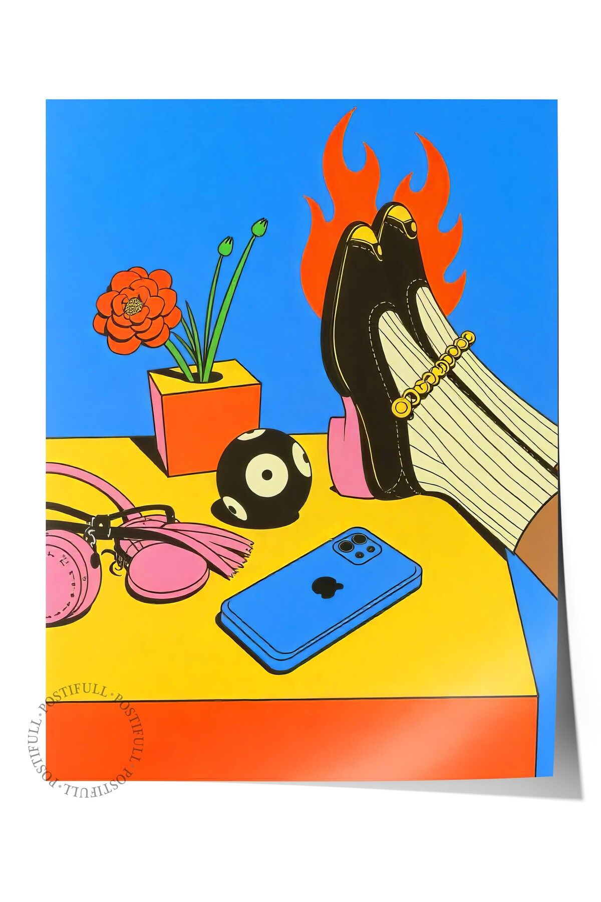 Postifull Çerçevesiz Duvar Posteri, Havalı Ayakkabılar, İllüstrasyon, Maximalist, Kırmızı Renk Poster, 2025 Ya