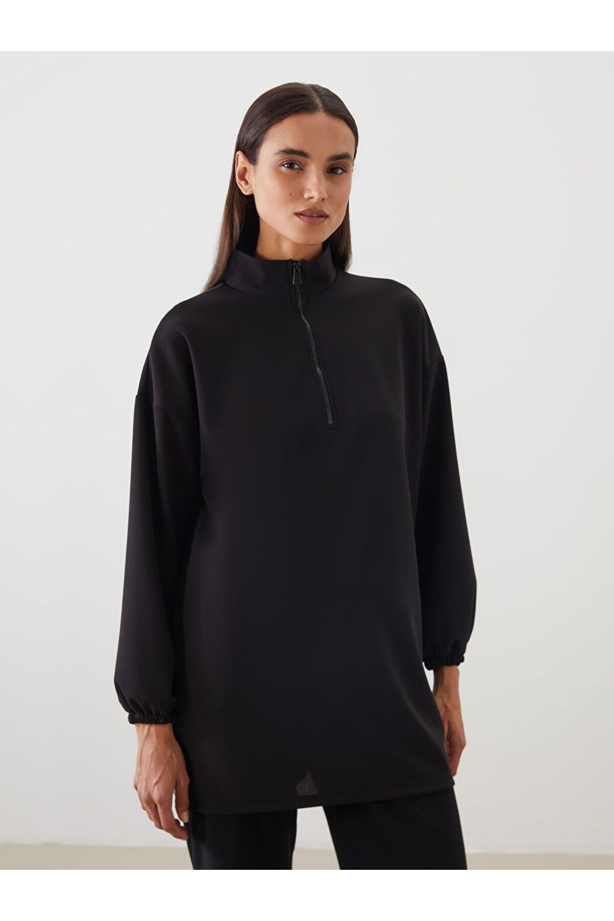 LC Waikiki Dik Yaka Oversize Kadın Sweatshirt Tunik
