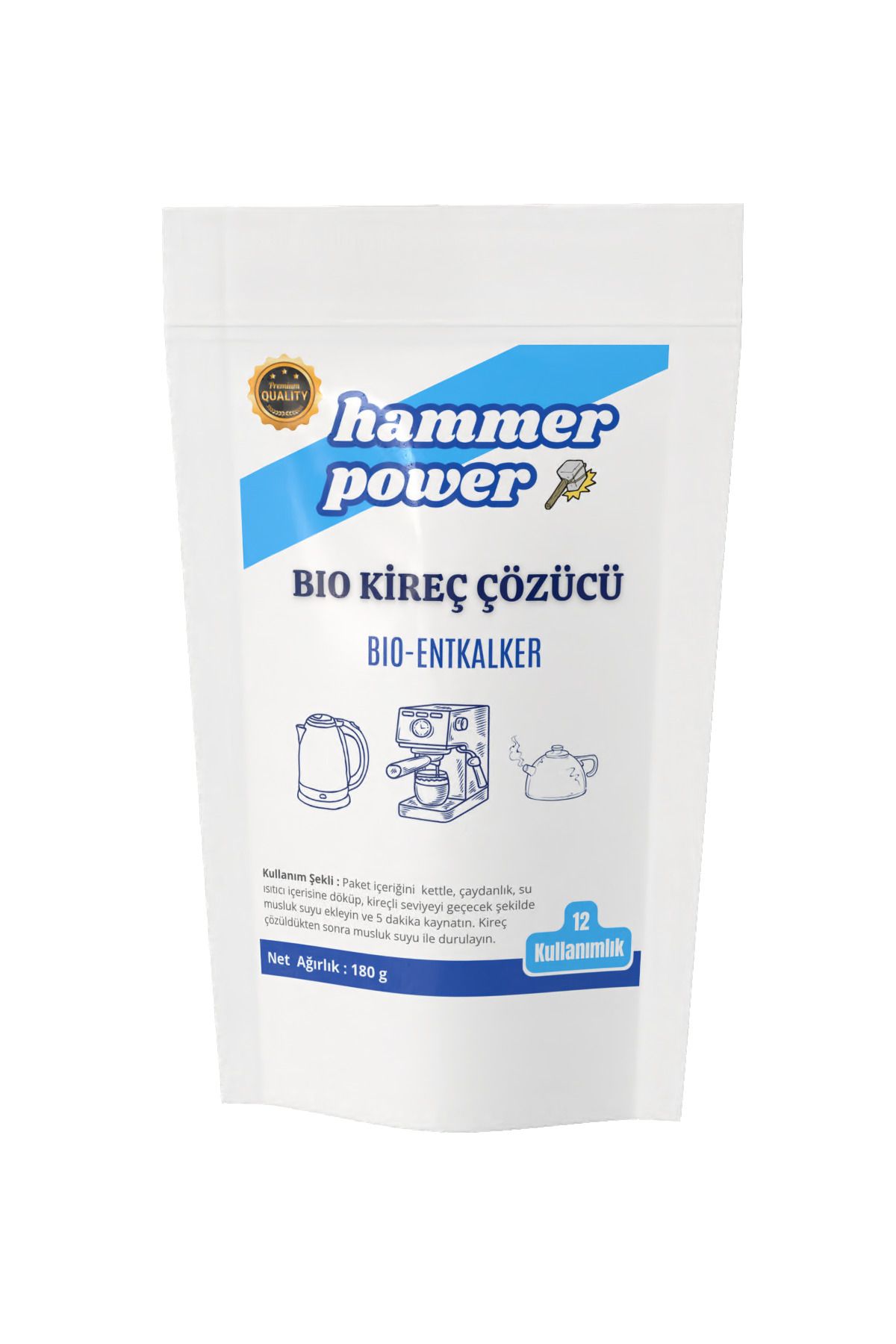 hammer power Bio Kireç Çözücü 180g | 12 Kullanım | Kettle Çaydanlık Su Isıtıcı İçin