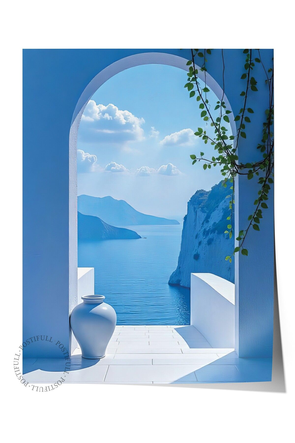Postifull Çerçevesiz Duvar Posteri, Mavi Kapı ve Manzara, Fotoğraf, Mavi Renk Poster, 2025 Yaz Seçkisi, NO:109