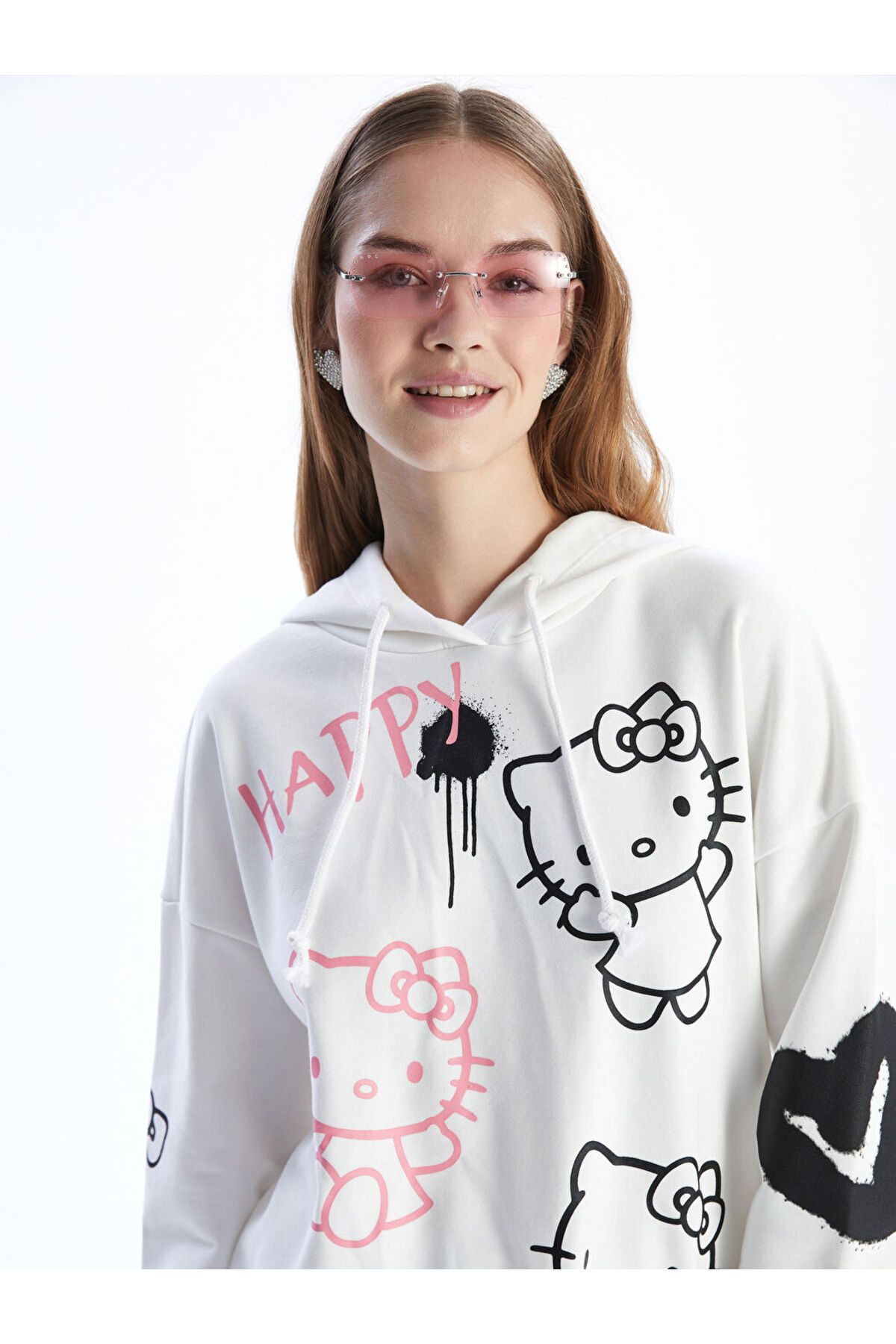LC Waikiki Hello Kitty Baskılı Oversize Kadın Hoodie