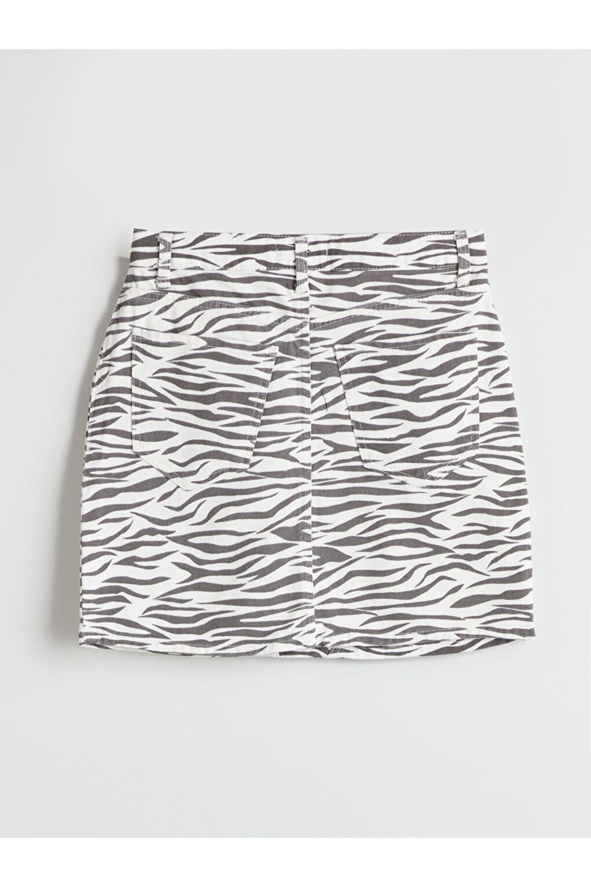 LC Waikiki-Tight Fit Zebra Patterned Mini Jean Skirt 6
