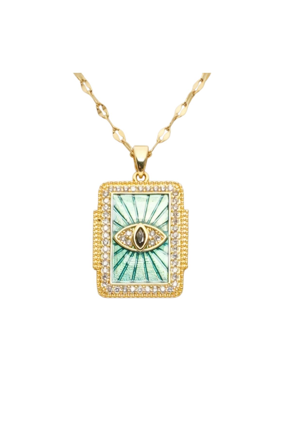 staınless steel Mistik Semboller Temalı Paslanmaz Çelik Gold Kadın Kolye Koleksiyonu- Tarot&Astro Figürlü-41+6 cm