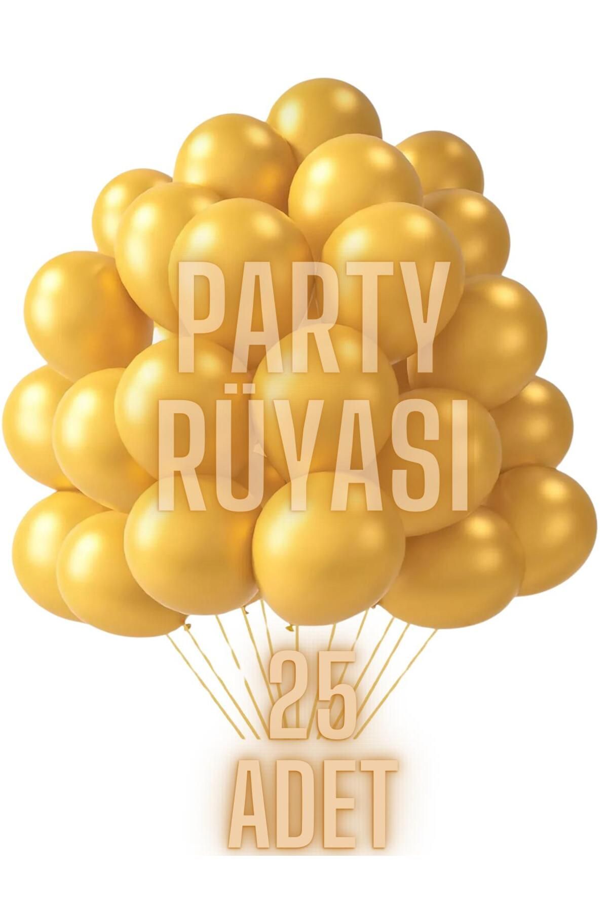 partyrüyası 25 Adet Gold Metalik Balon 12 Inç Metalik Ekstra Parlak Renk